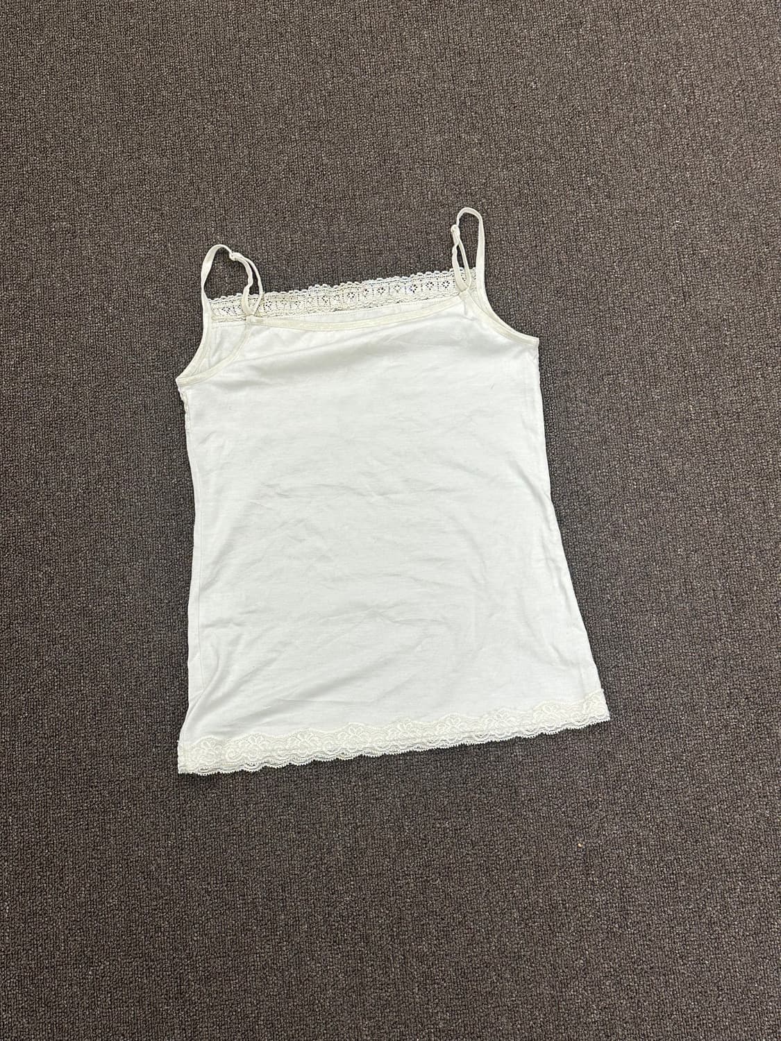 M)Japanese vintage 여성 레이스 디테일 화이트 슬리브리스 상품이미지6