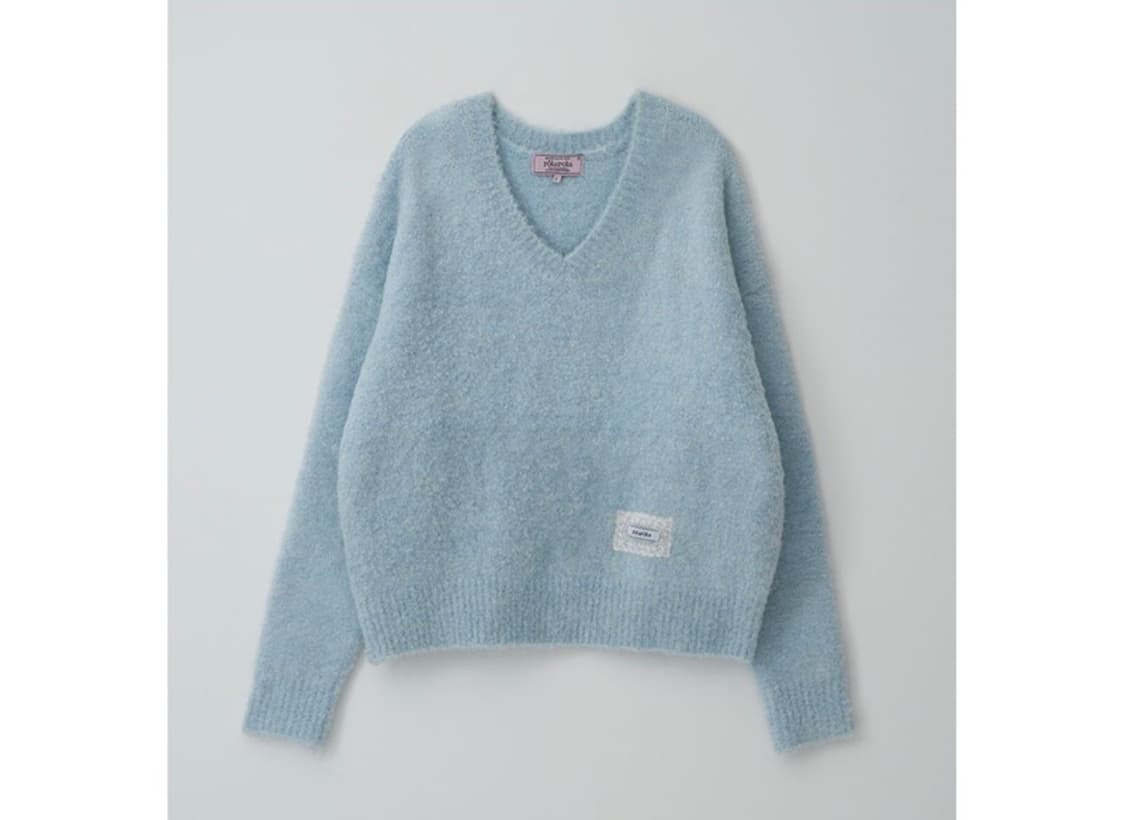 로라로라 부클 브이넥 니트 라이트 블루 상품이미지1
