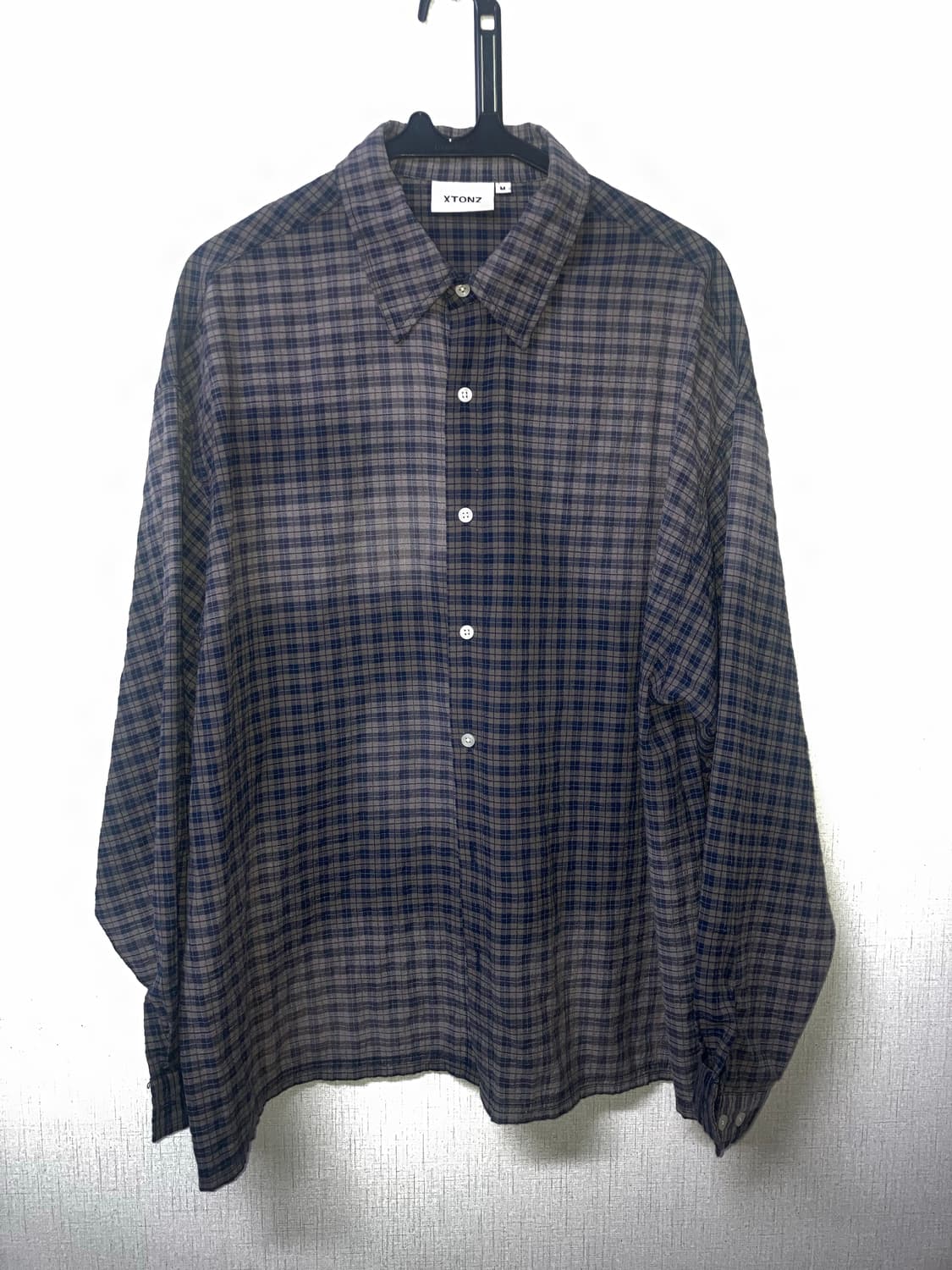 엑스톤즈 하브 워싱 빈티지 체크 셔츠 (NAVY) m사이즈 상품이미지1