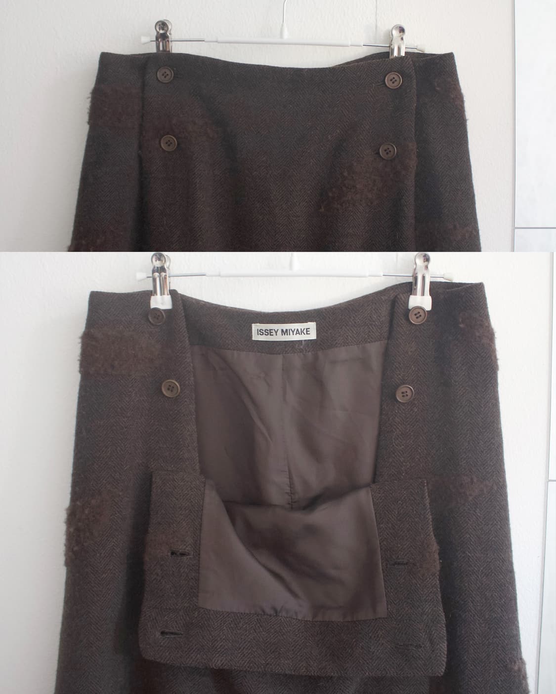issey miyake leaf pattern wool skirt 상품이미지3