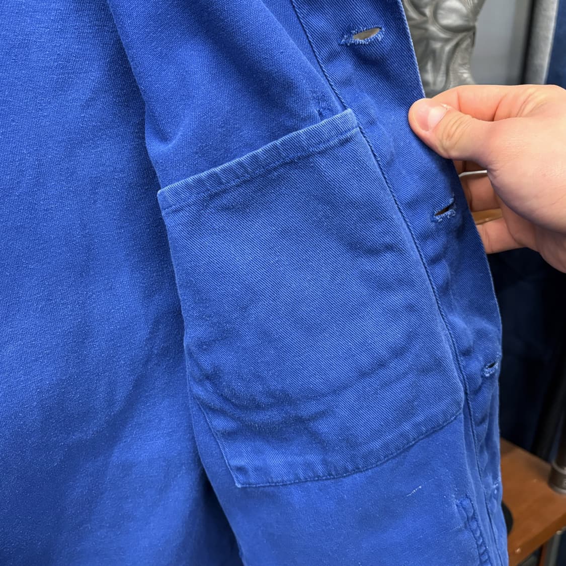 70s 프렌치 워크자켓 코튼트윌 라운드포켓 빈티지 워싱 N672 상품이미지5