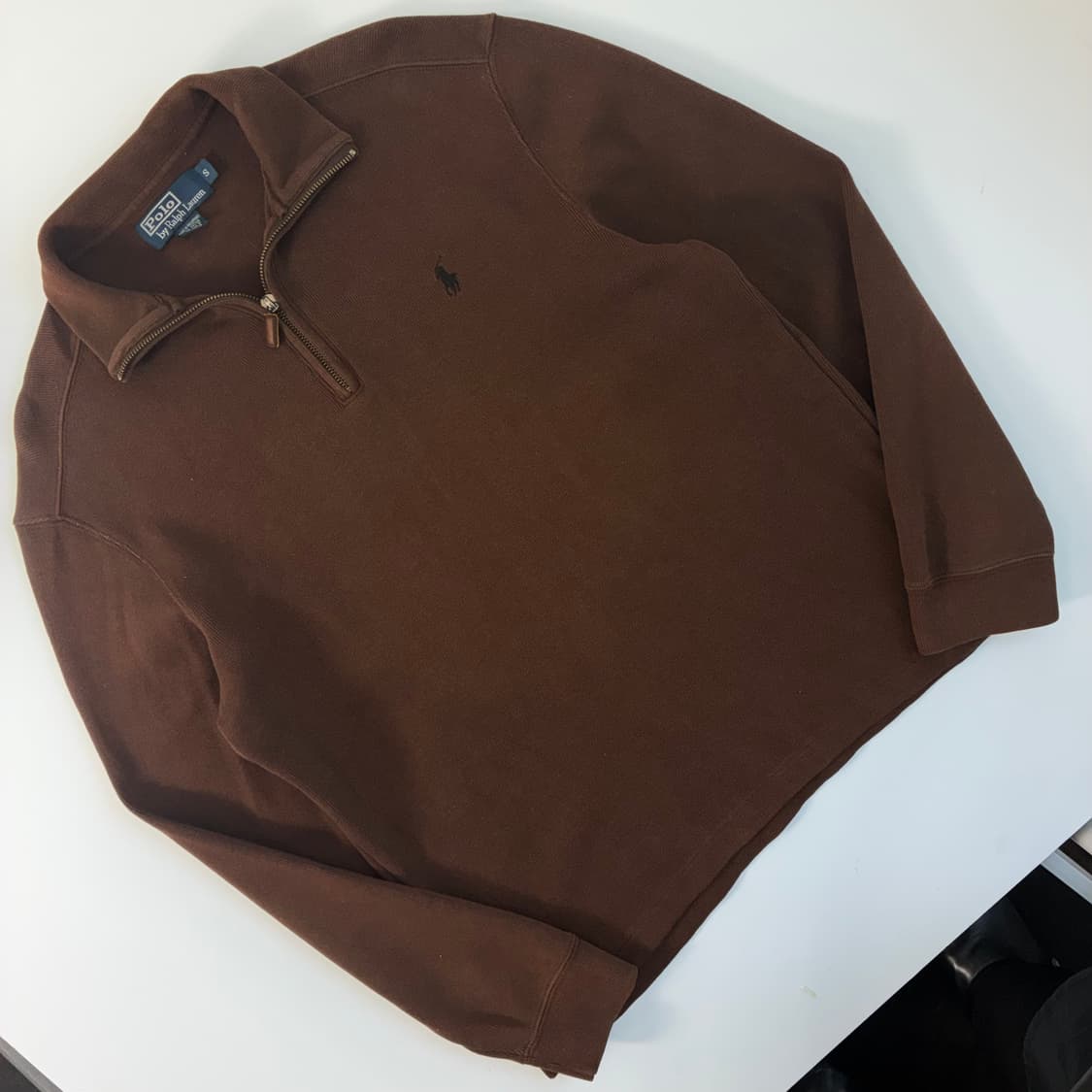 Polo  폴로 랄프로렌 자수 코튼 브라운 반집업 스웨터  상품이미지2