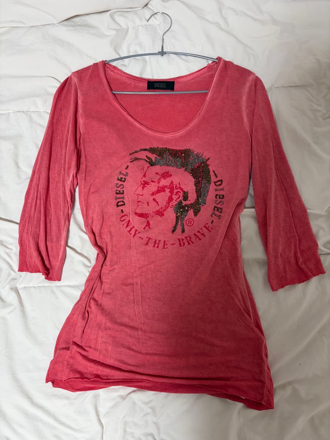 디젤 코랄 핑크 7부 슬리브탑 상품이미지3