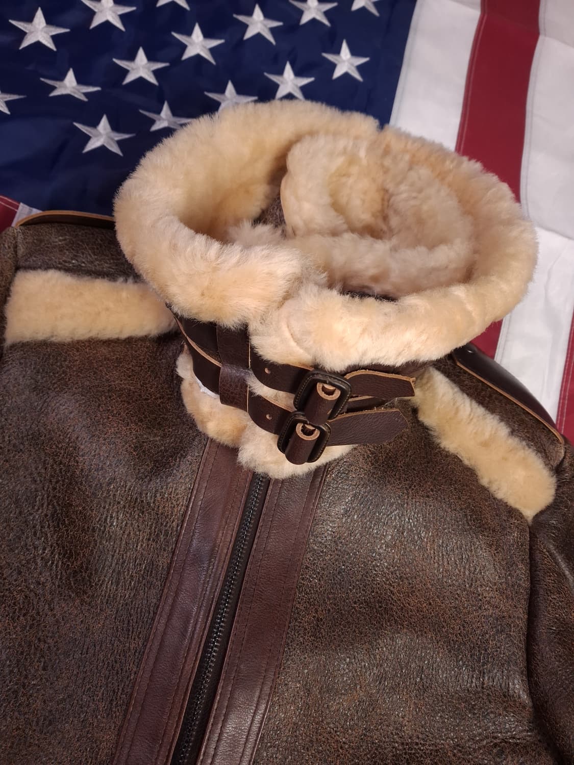 새제품 빈티지 리얼레더 무스탕 상품이미지4