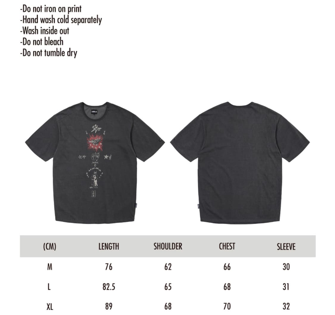 아조바이아조 Blessing Doodle T-shirt 챠콜 상품이미지6
