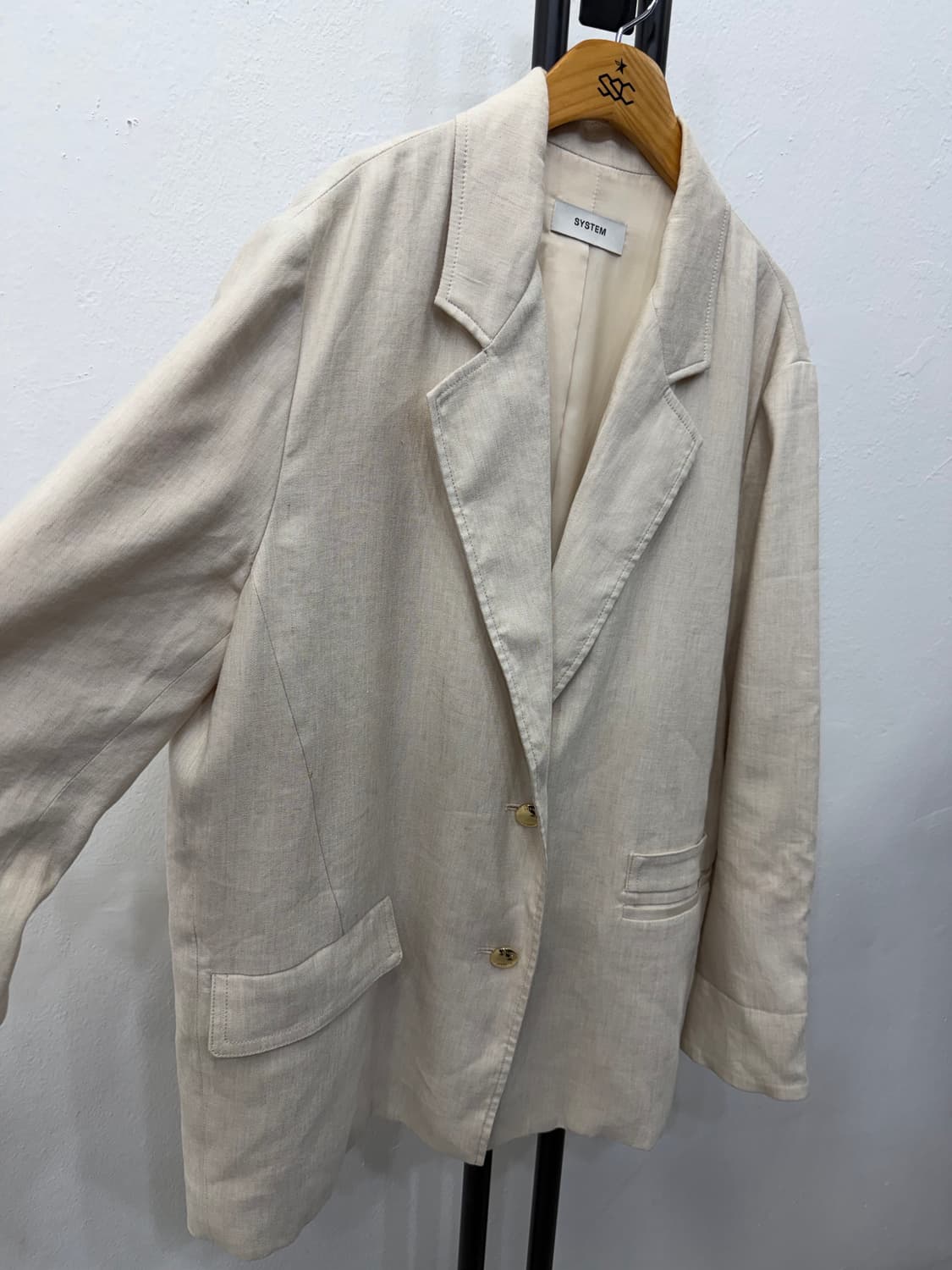 정품) 시스템 한섬 23ss  오버사이즈 린넨 블레이저 자켓 88 상품이미지2