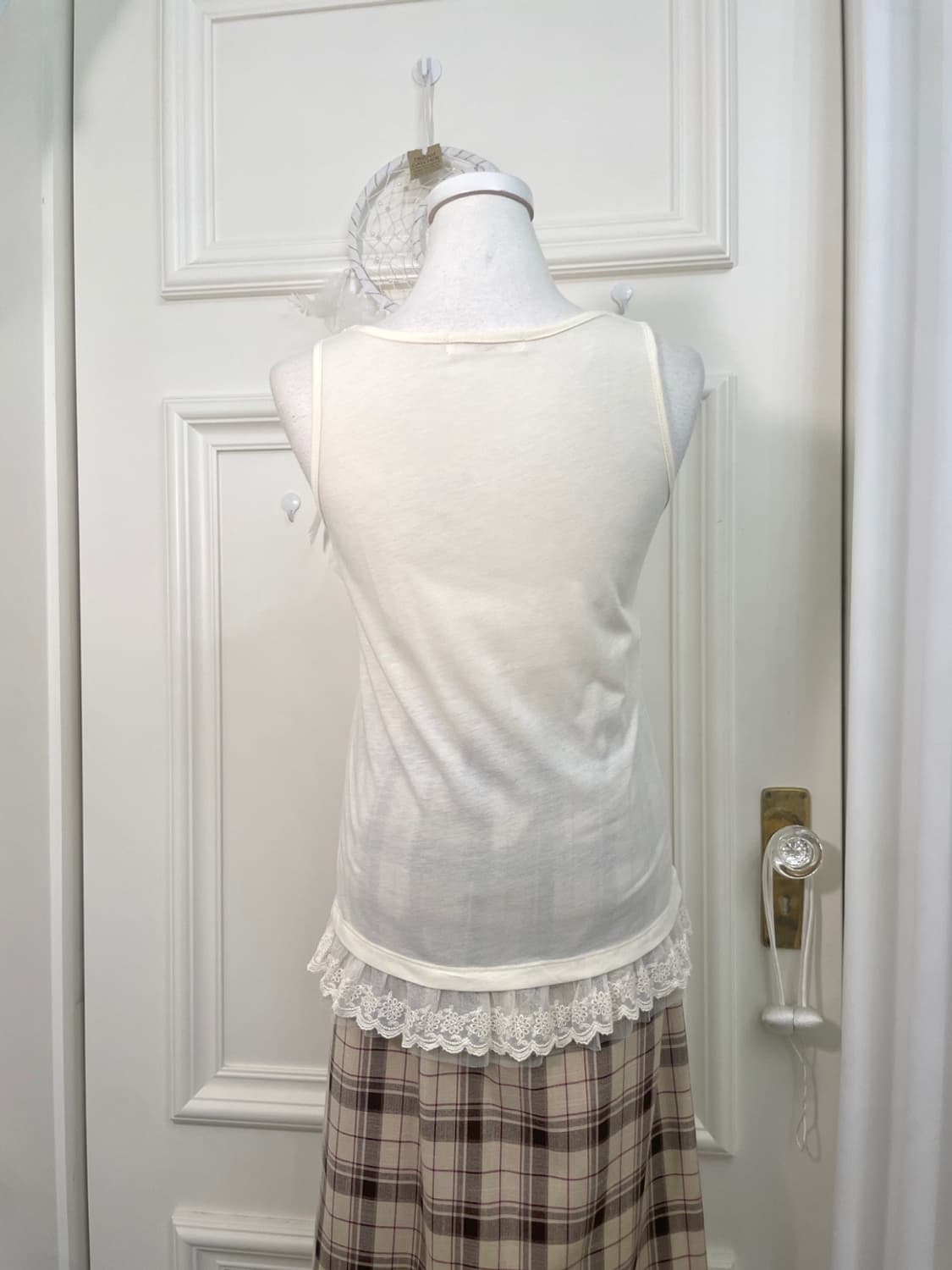 butter cream lace trim cotton half zip-u 상품이미지10