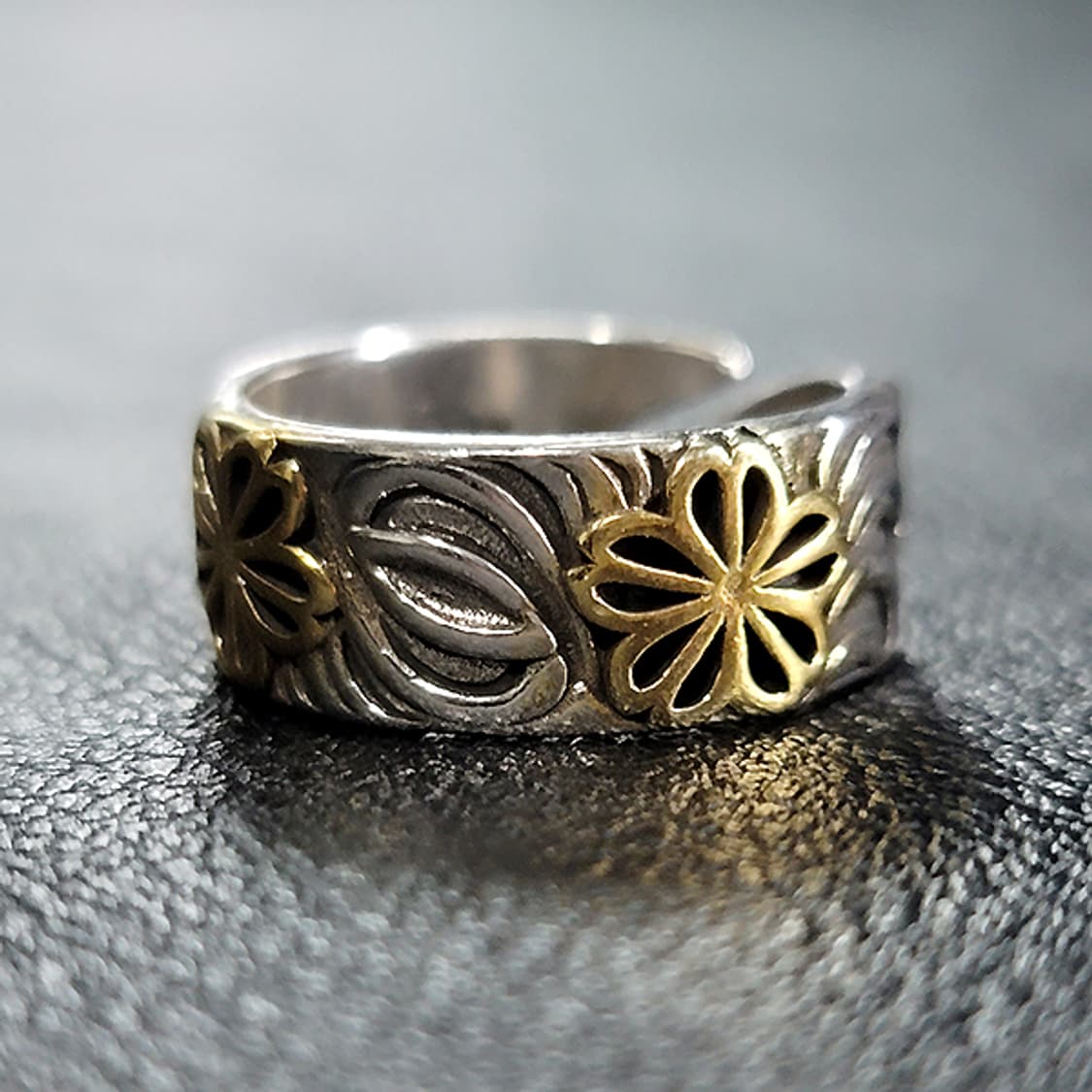 Avara 실버 남자 엔틱 빈티지 명품 고대 연꽃 반지 상품이미지3