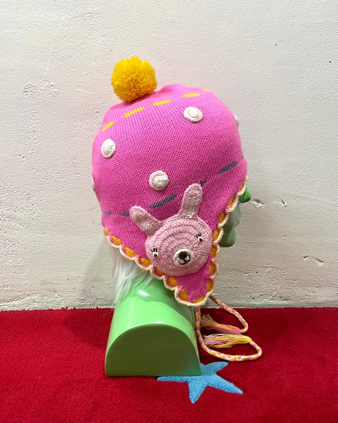 Rabbit embroidered pink earflap 상품이미지3