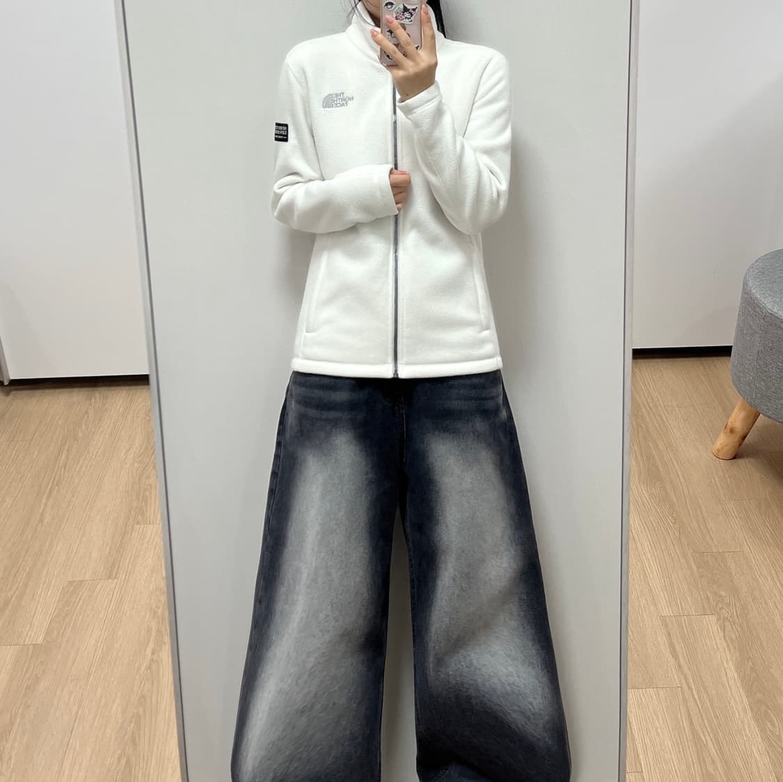 노스페이스 화이트라벨 밍크안감 화이트 후리스 자켓 상품이미지1