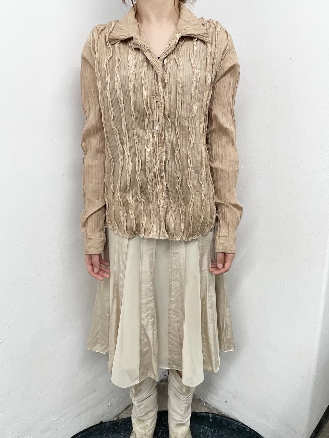 이세이미야케 플리츠 레이스 블라우스 *레어 상품이미지3