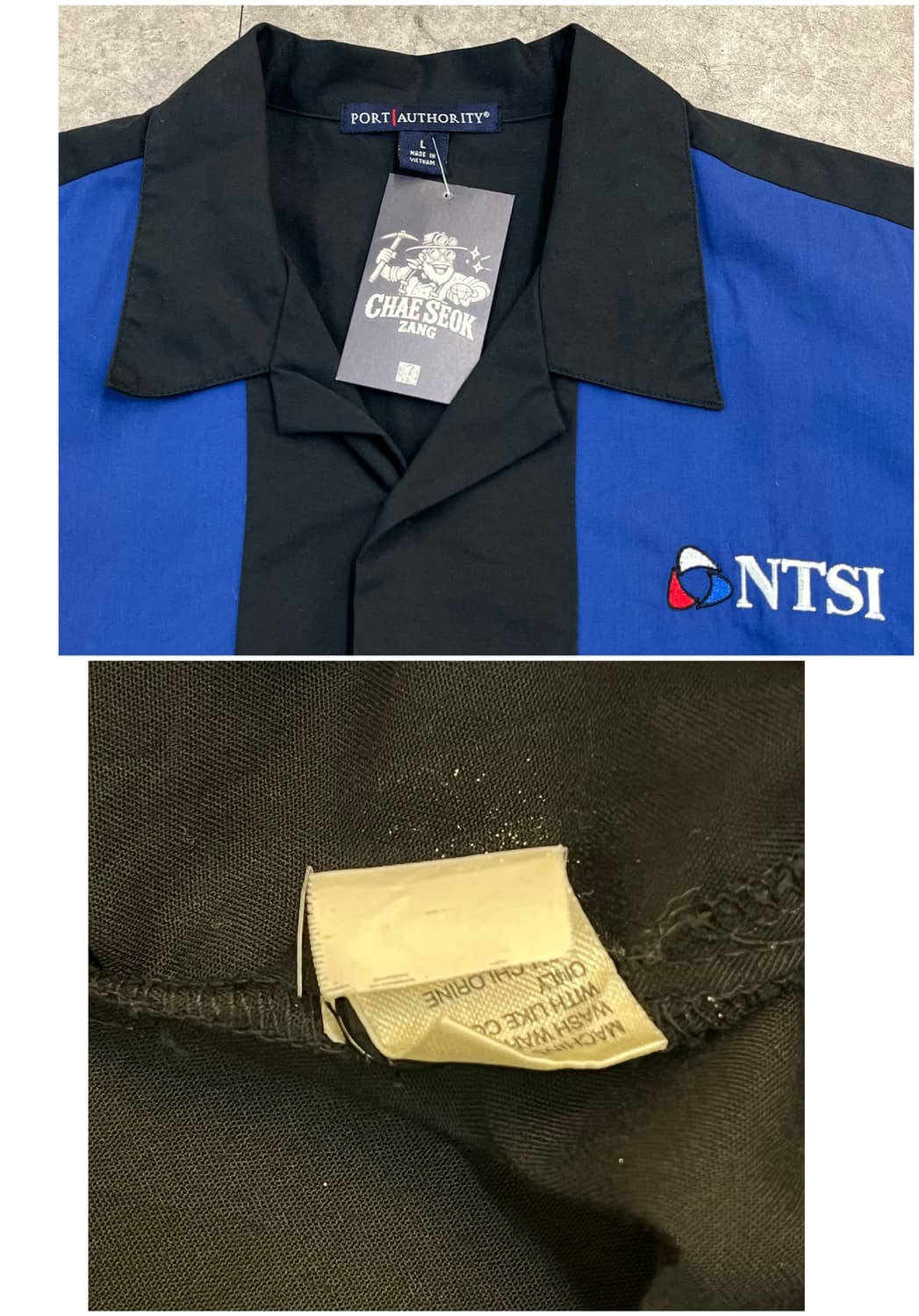 빈티지 Port 배색 반팔 셔츠 블랙 L #csz3561 상품이미지3