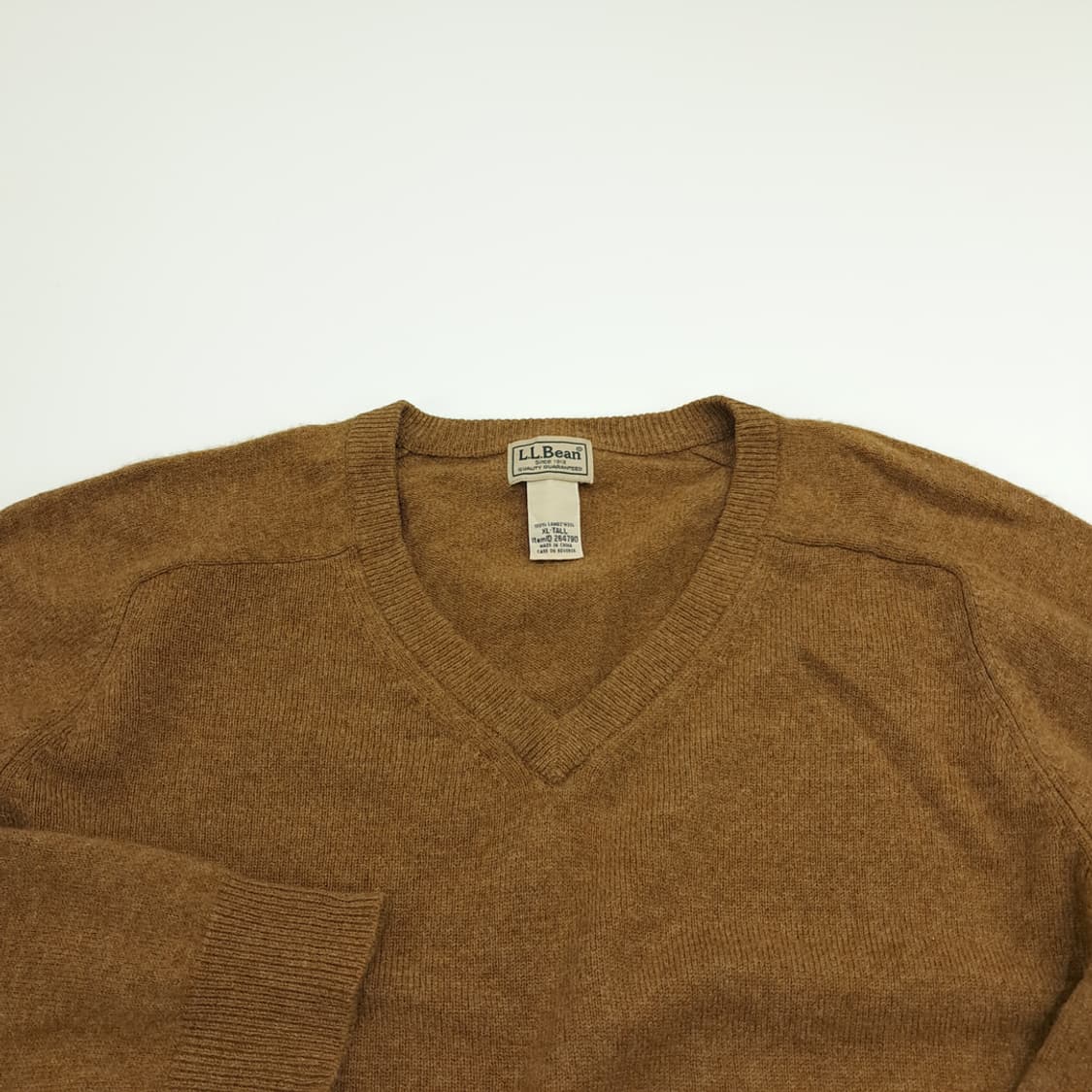 CN944 XL 엘엘빈 카멜브라운 램스울 V넥 긴팔 니트 스웨터 상품이미지3