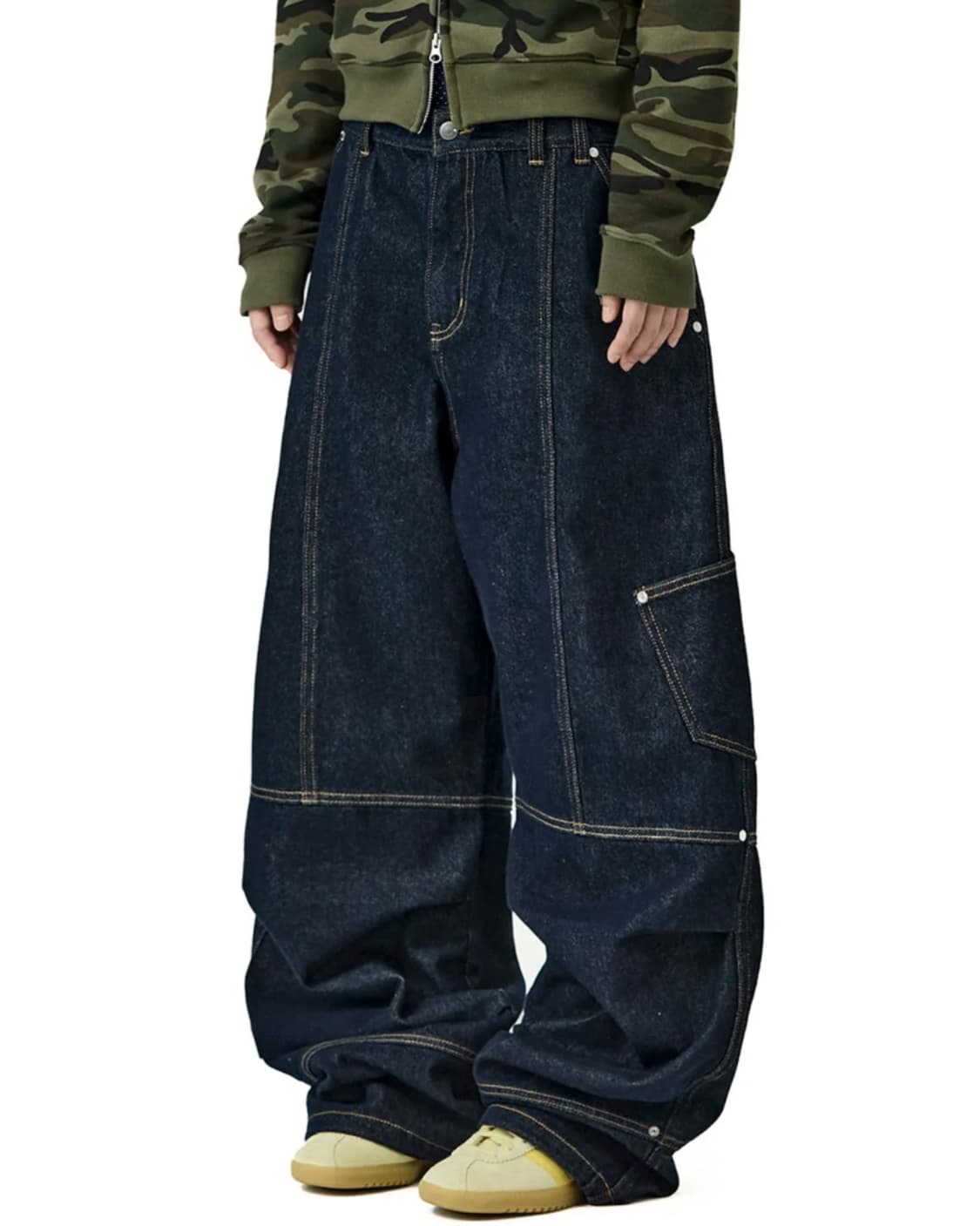 [새상품] 밈더워드로브 더블 레이어드 데님팬츠 인디고 S 상품이미지1