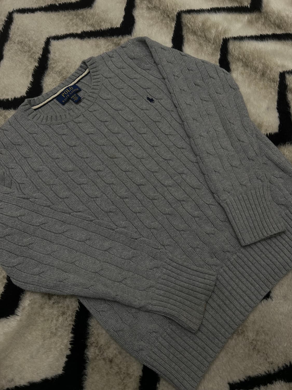 [여성S]폴로랄프로렌 라운드 꽈배기 니트/그레이 상품이미지2