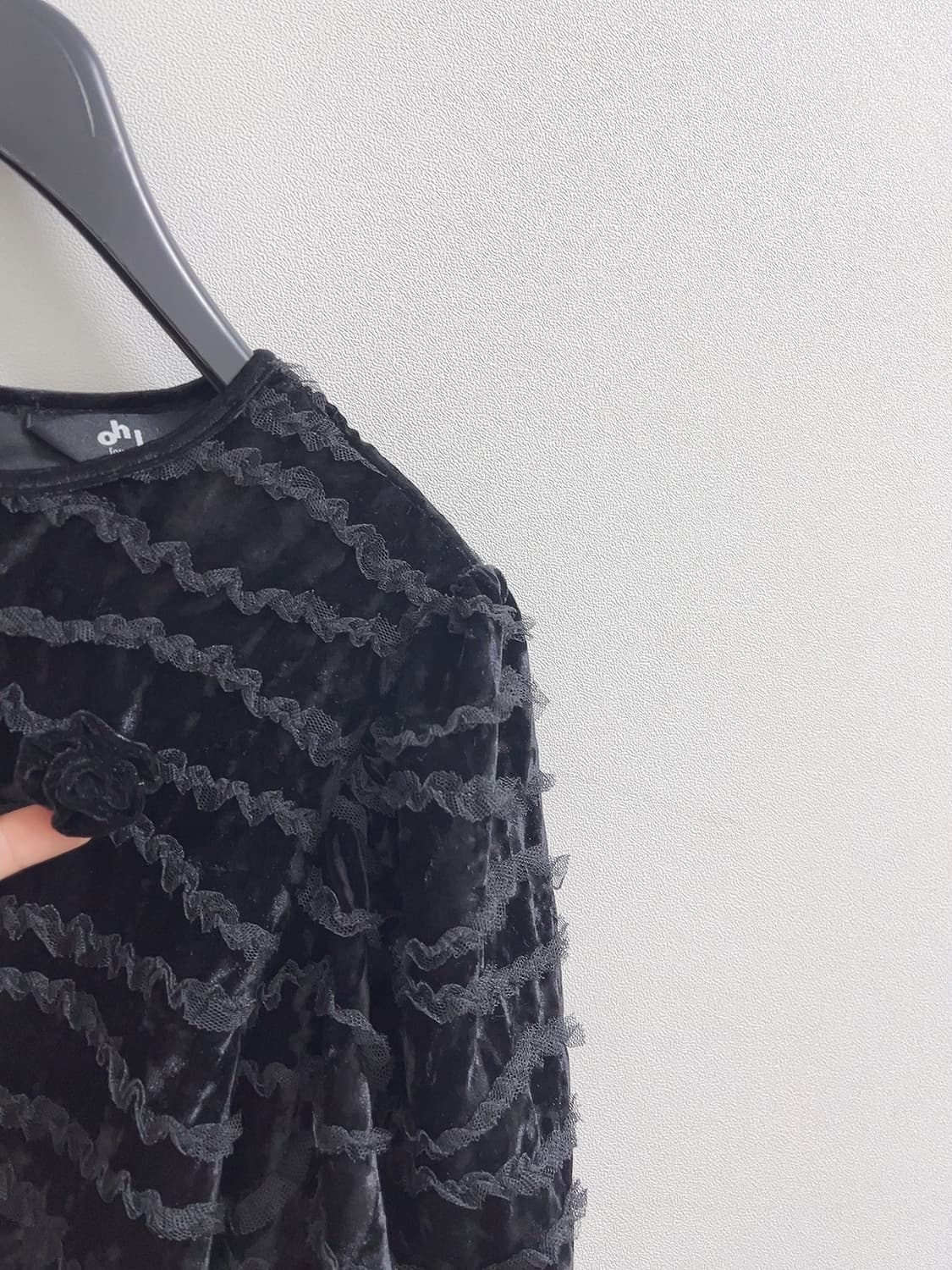 오앨 레이스 벨벳 퍼프 블라우스  상품이미지6