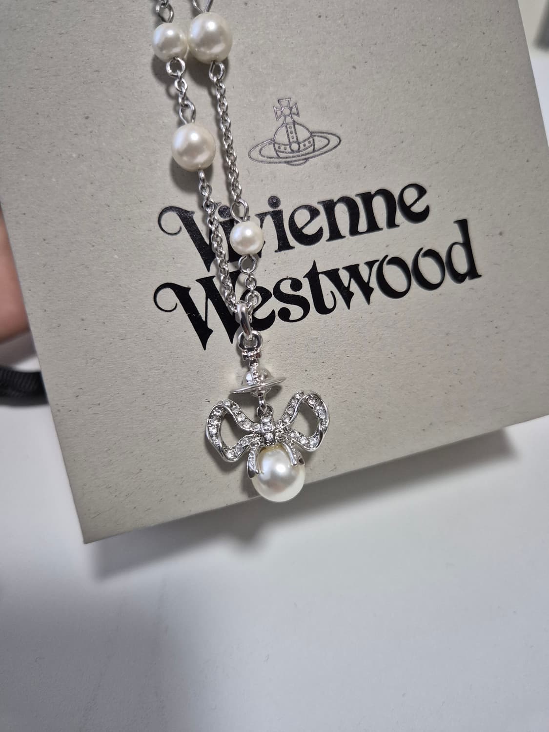 비비안웨스트우드 진주 펄 리본 목걸이 상품이미지1