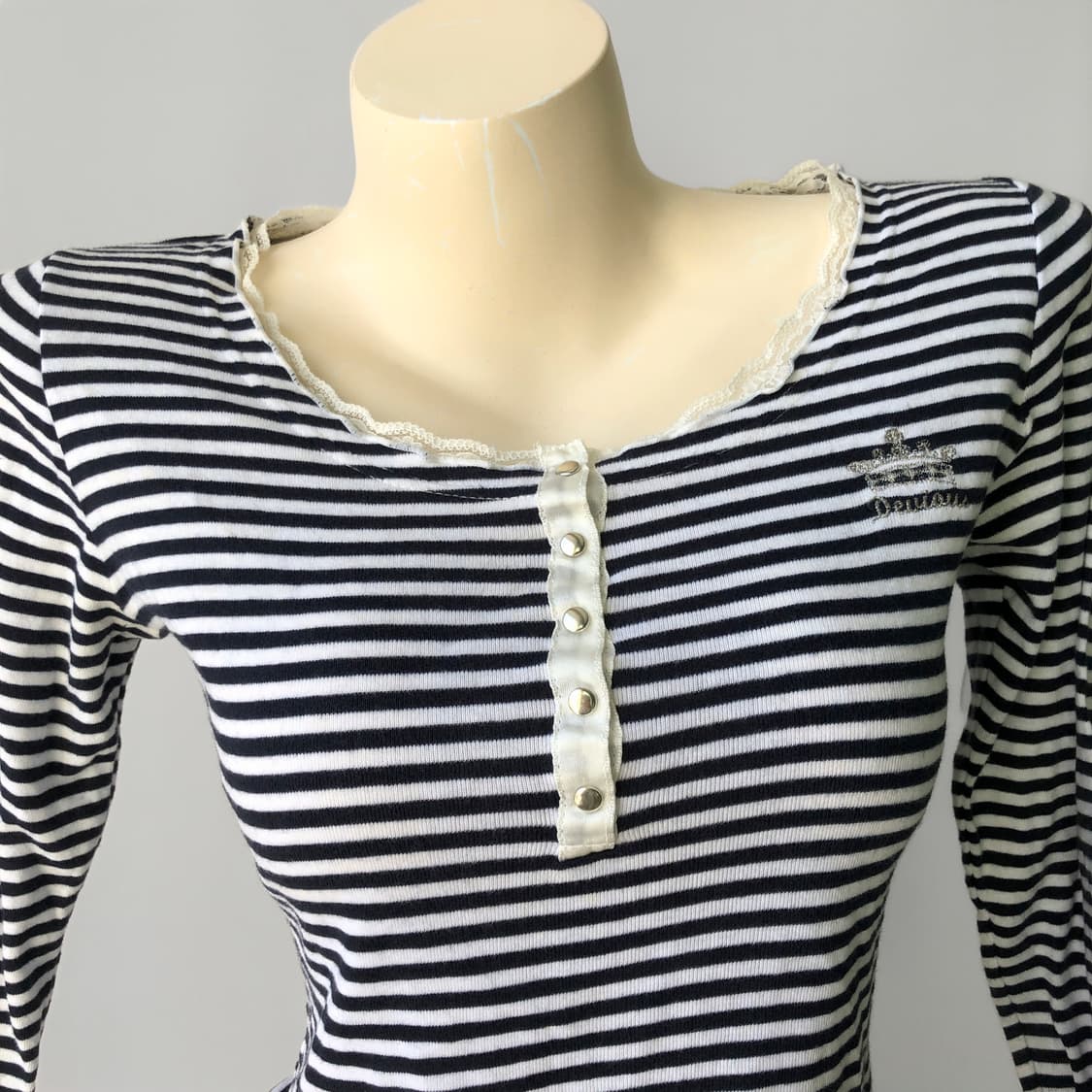 레이스 스트라이프 7부 티셔츠 상품이미지2