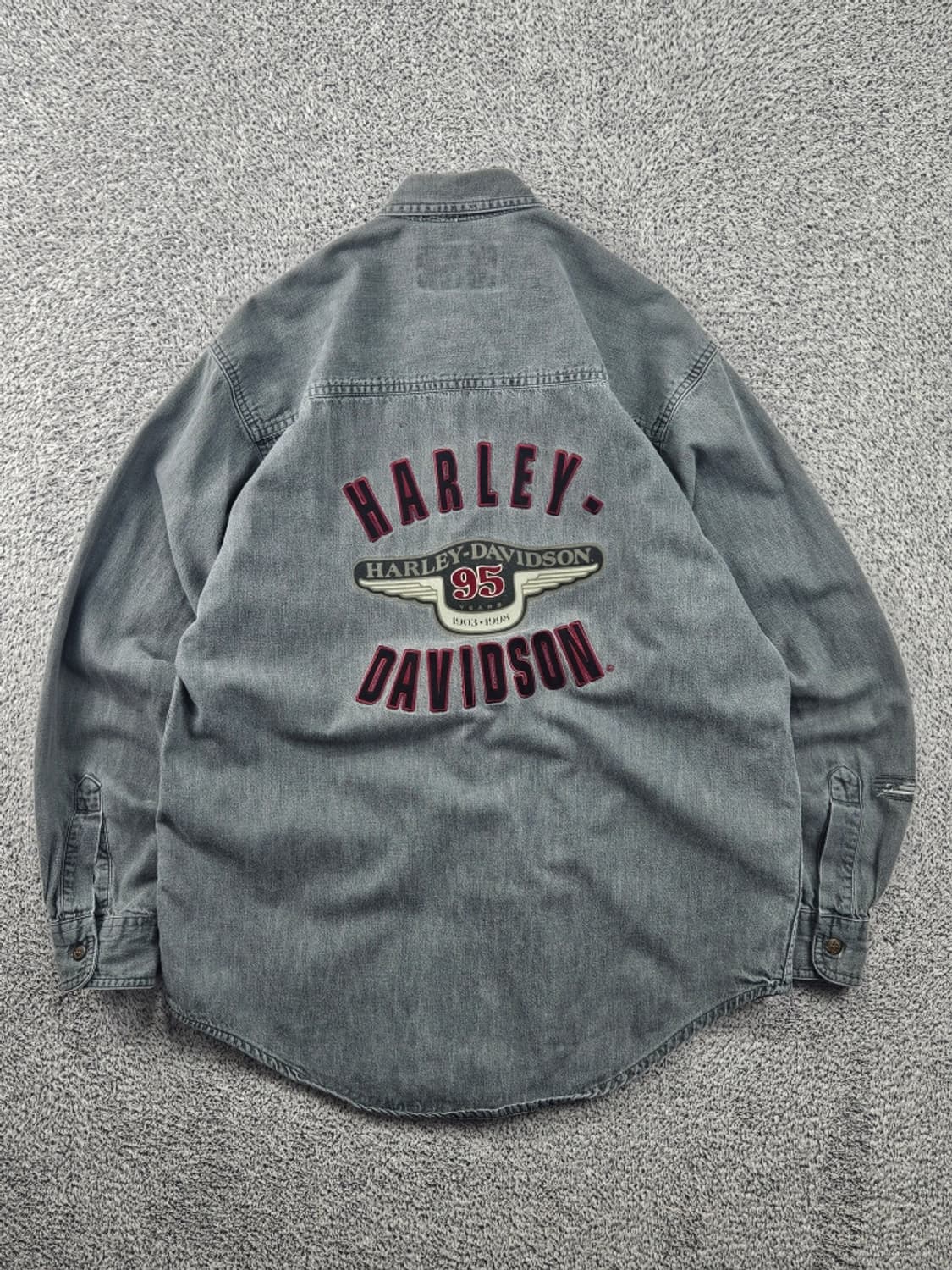 할리데이비슨 95주년 윙즈 그레이 포켓 셔츠 ( M추정 ) / 11588 상품이미지1