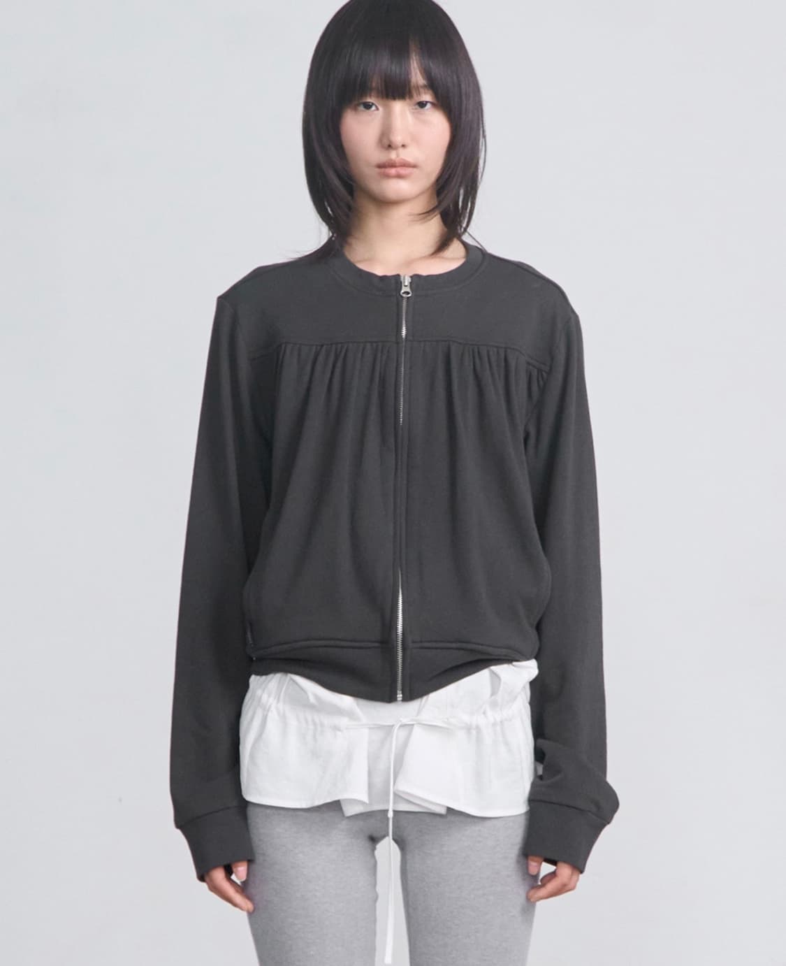 Cerric 셔링 라운드 집업 상품이미지3