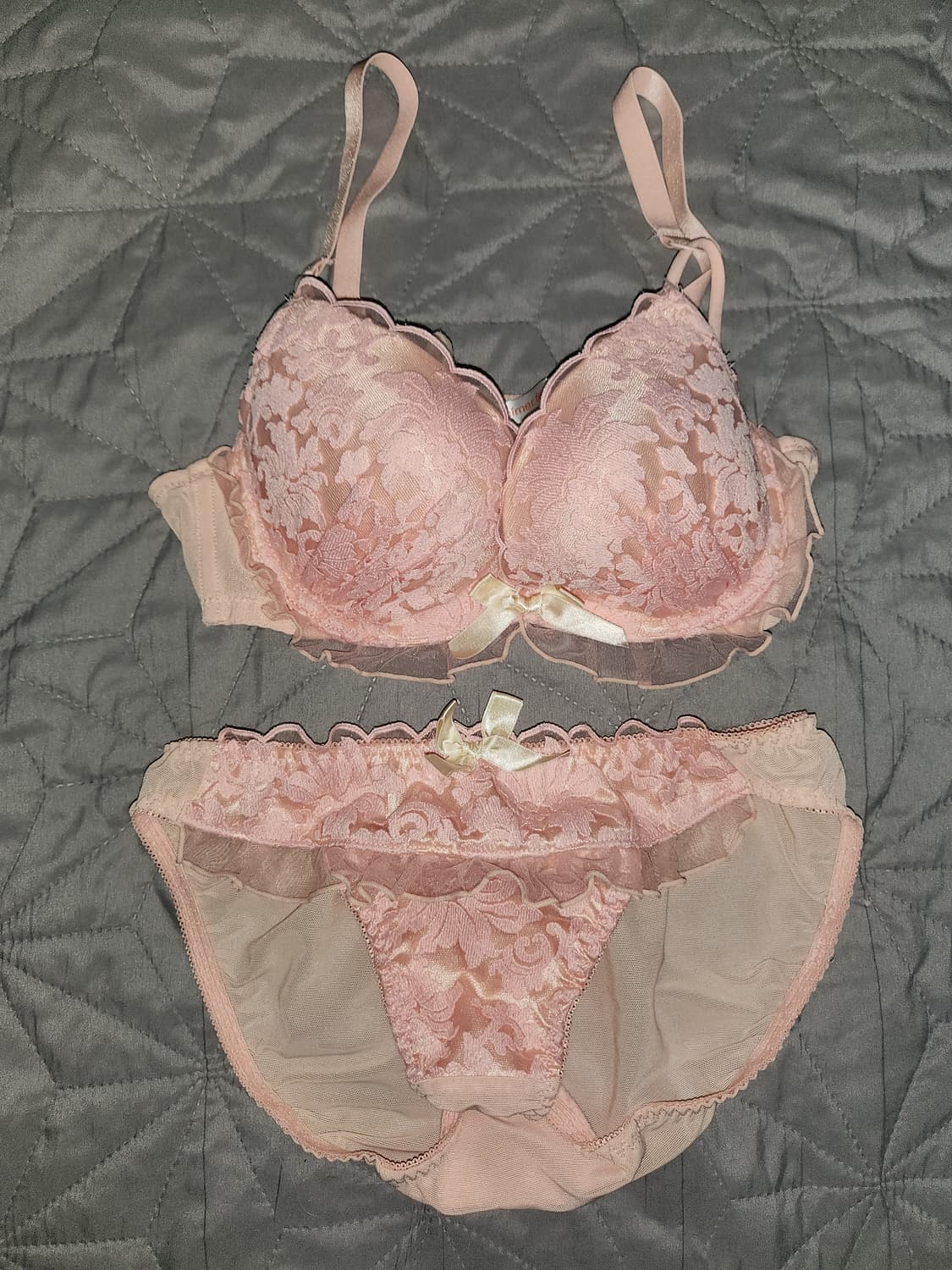 빈티지 갸루 핑크 브라팬티 세트 에메필 상품이미지1