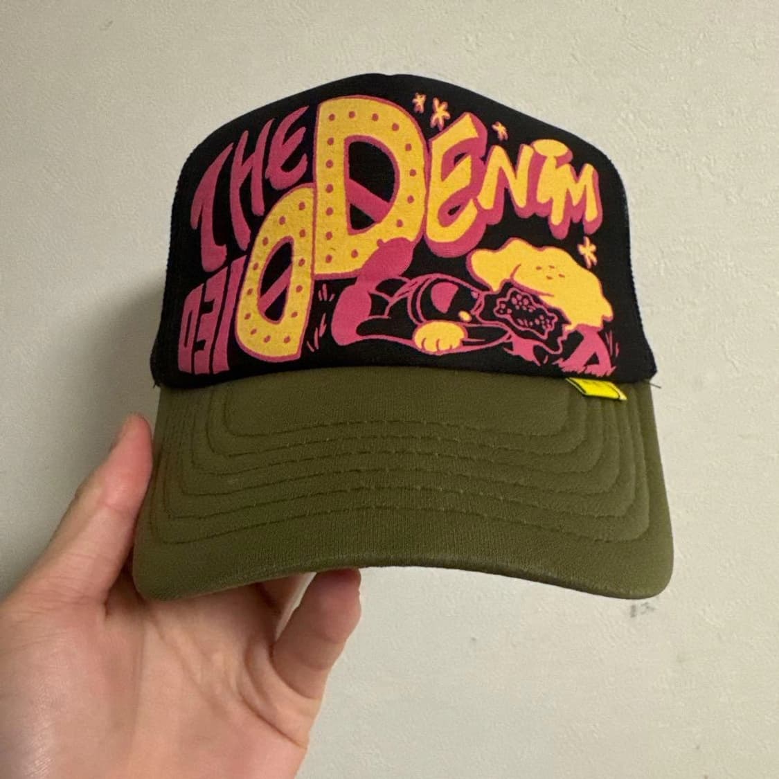 캐피탈 더 데님 다이드 프린트 트러커 캡 블랙 카키 상품이미지1