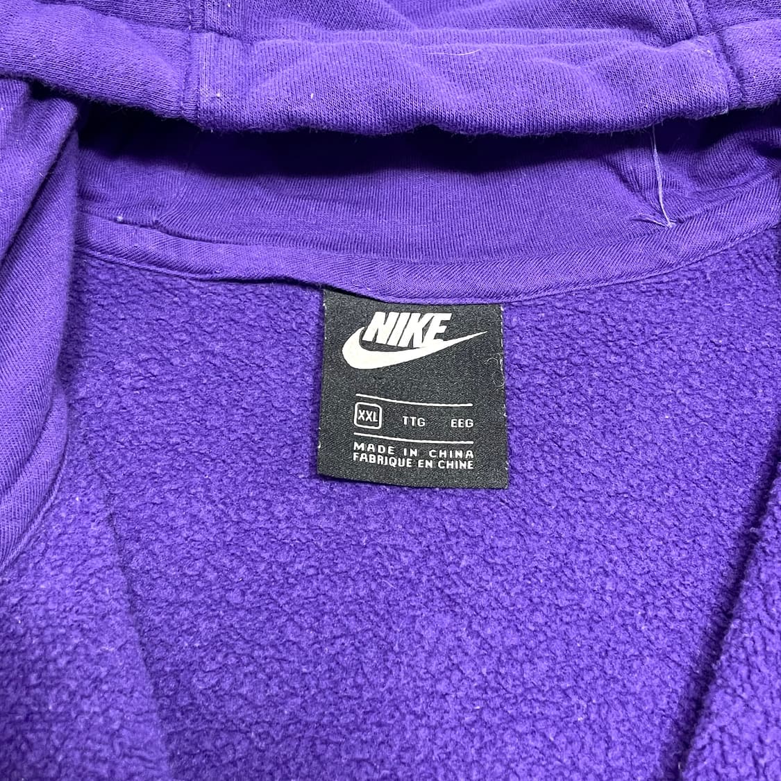 나이키 스펠로고 퍼플 콤비 반집업 기모 후드티셔츠 남성2XL 상품이미지3