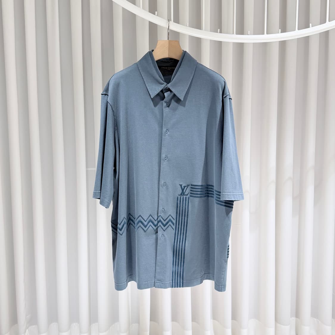(A+/XXL) / 루이비통 카라코람 플록 프린트 저지 셔츠 블루 상품이미지1