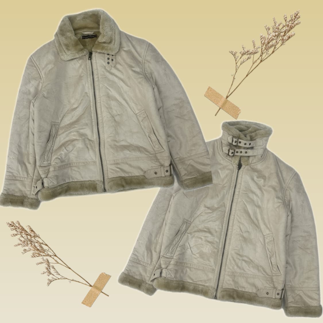 🤎베이지 스웨이드 퍼 무스탕 자켓🤎 그런지 히피 겨울 아우터 빈티지 상품이미지1