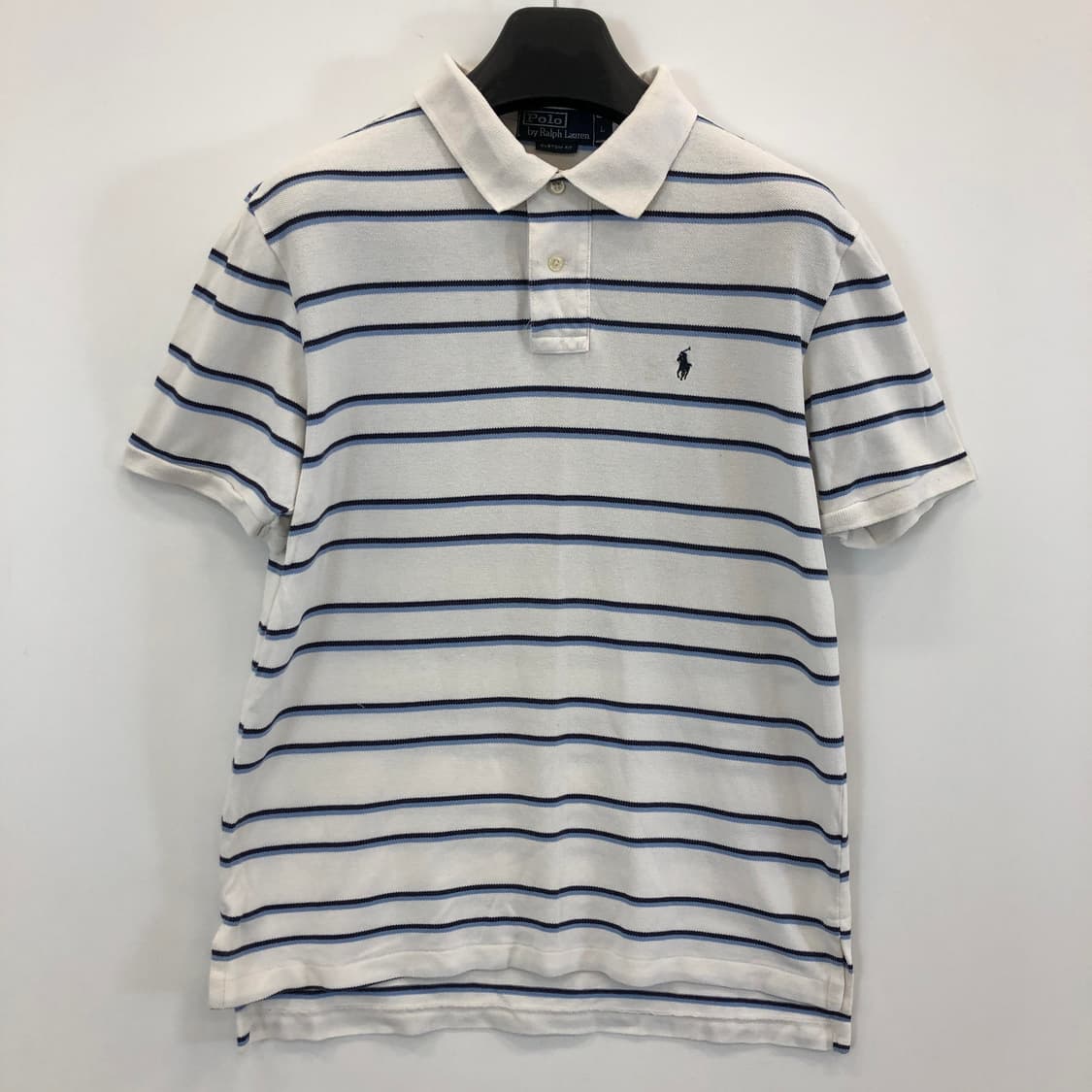 폴로 랄프로렌 스트라이프 블루 카라티 L 상품이미지1