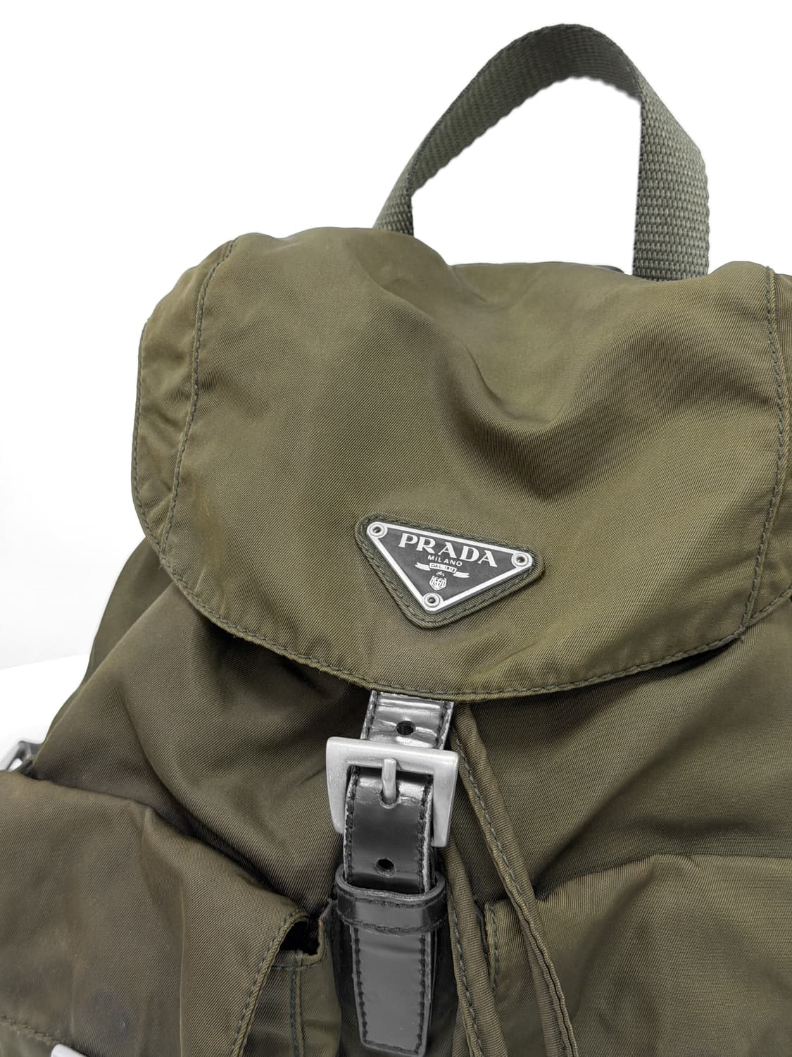 프라다 나일론 투포켓 백팩 카키 상품이미지3
