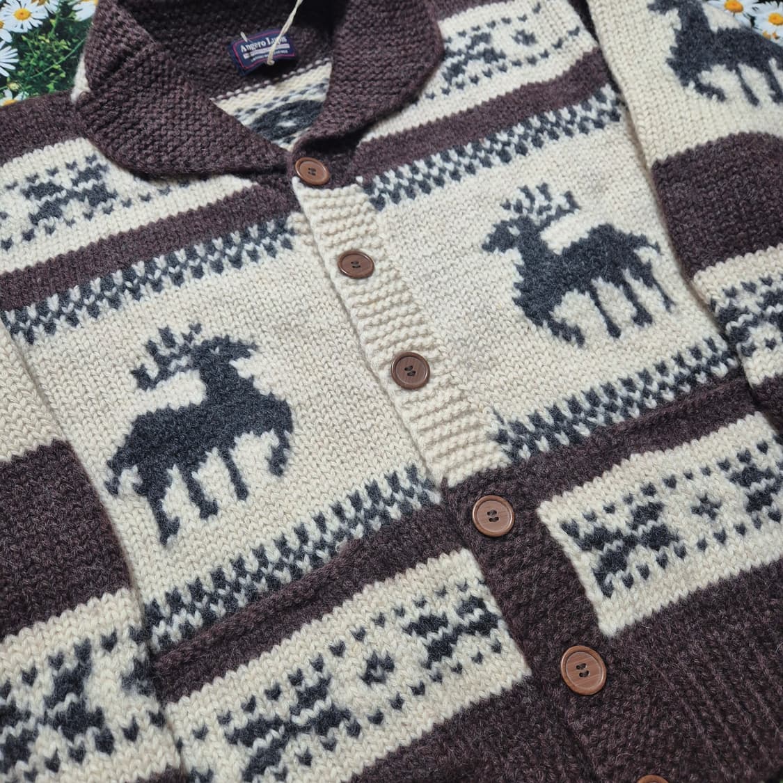 Angero Lupis 사슴 패턴 울 가디건 일본코위찬 성인M-L 새상품 상품이미지2