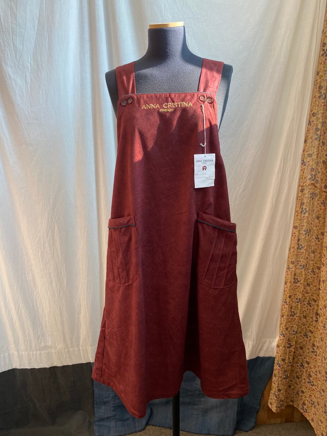 ANNA CRISTINA 벨벳 에이프런/ 새상품 상품이미지1