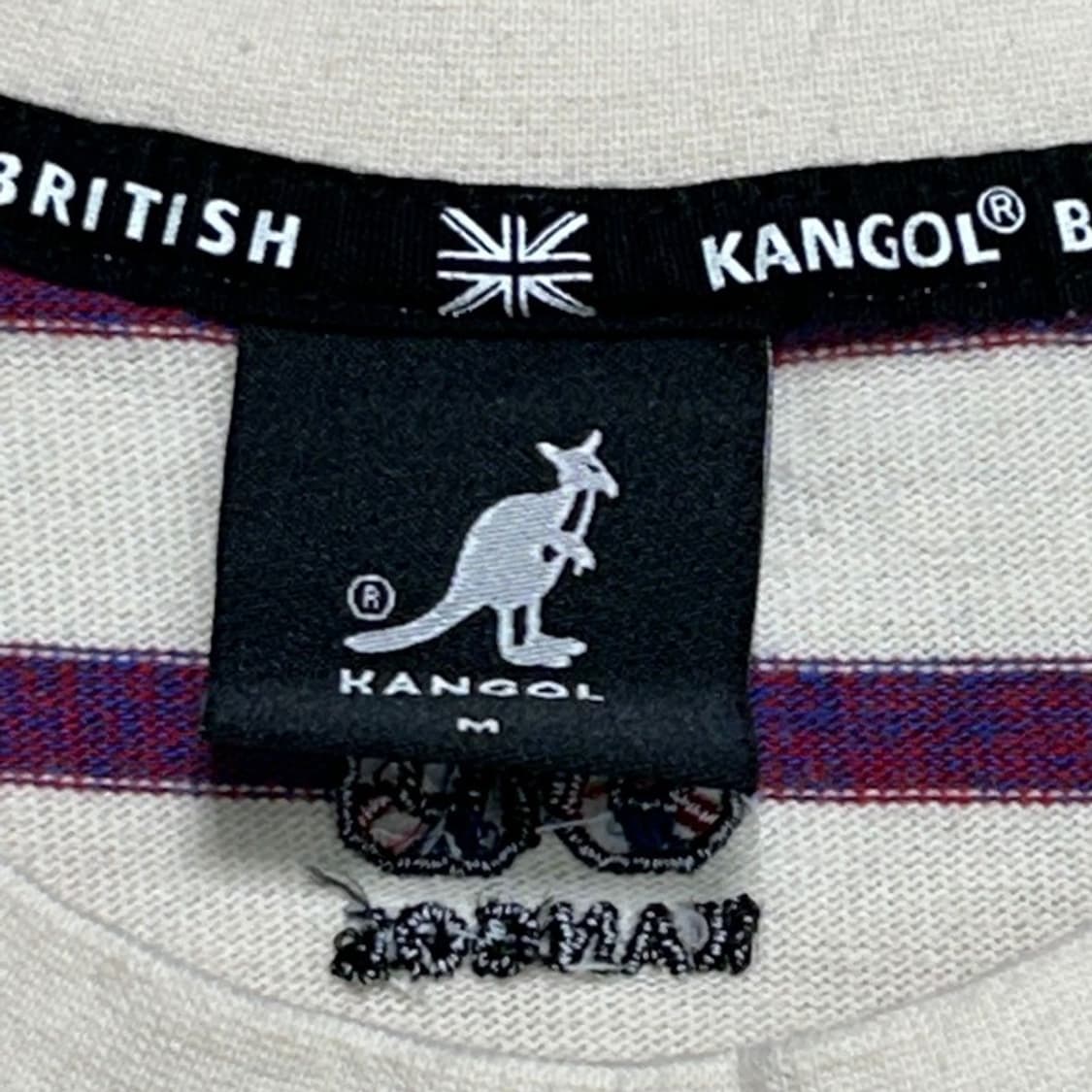 KANGOL 베이지+레드 스트라이프 반팔 M 상품이미지6