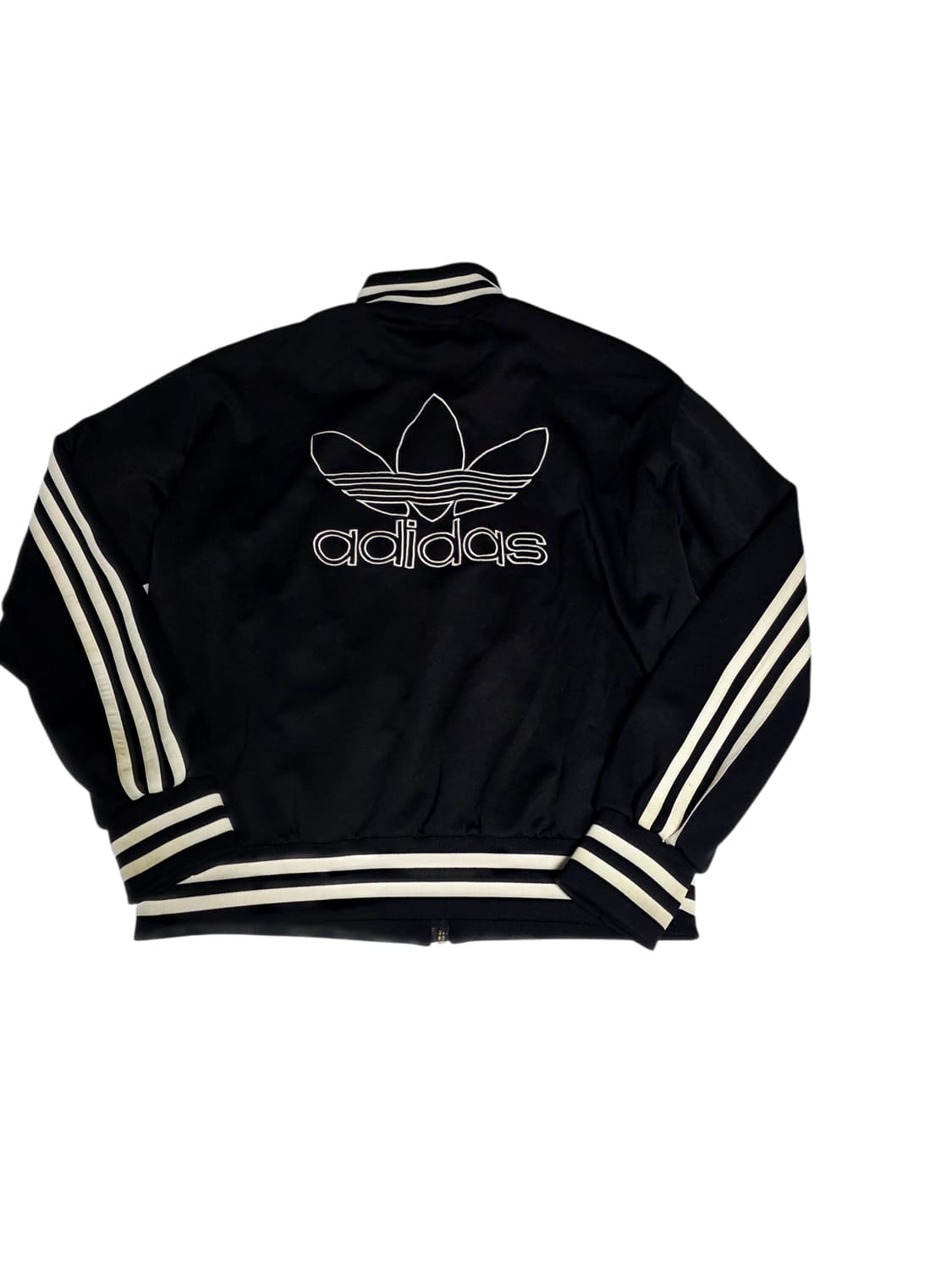 [아디다스] 올블랙 화이트 배색 트레포일 백로고 트랙탑 점퍼 100 상품이미지2