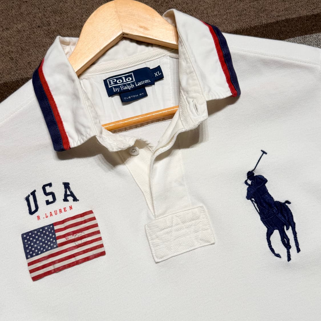 폴로랄프로렌 USA 성조기 빅포니 반팔 럭비셔츠 카라티 XL 치프키프 상품이미지2