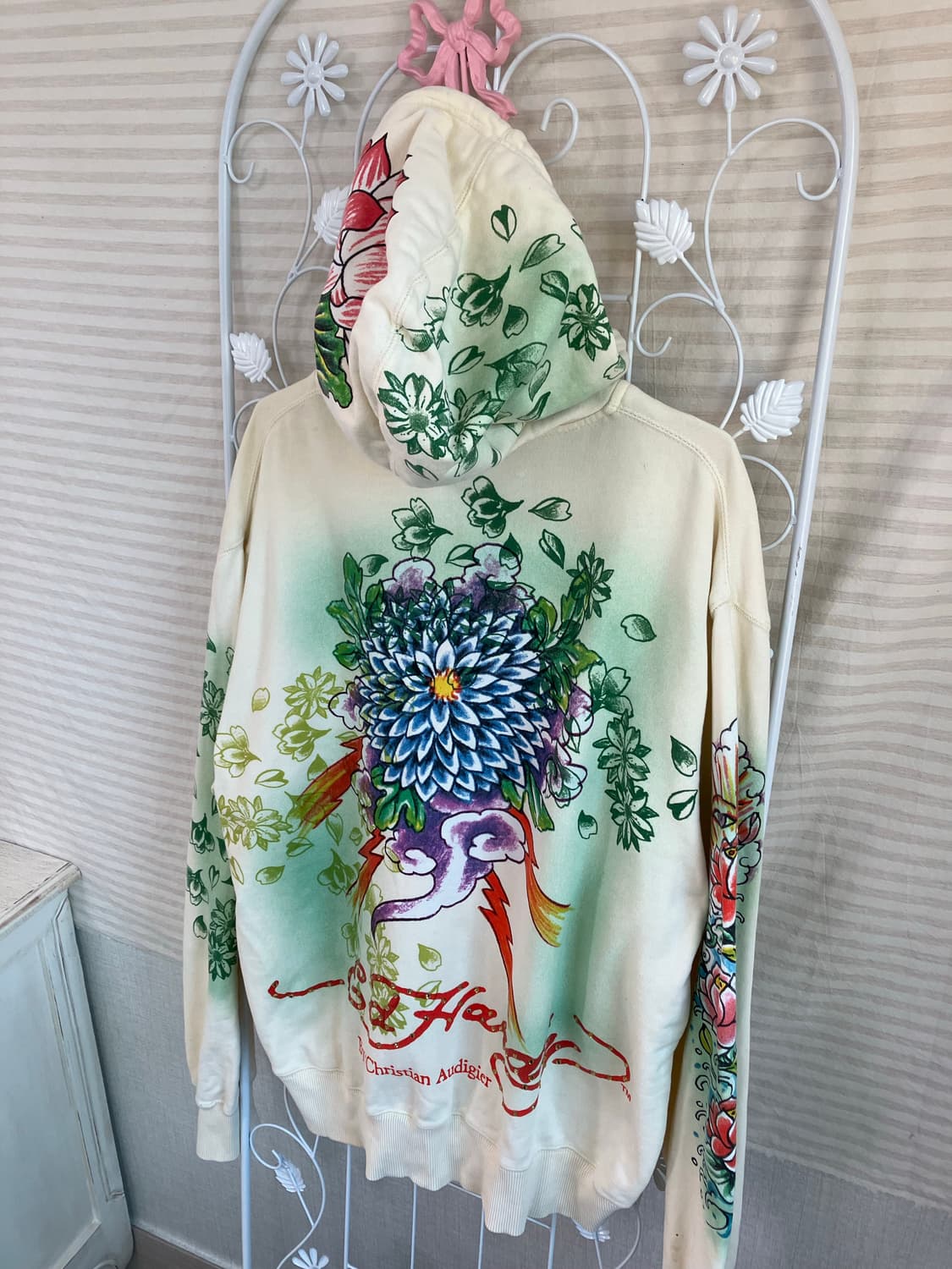 빈티지 에드하디 크림 레터링 레더 자켓 y2k 스트릿 갸루 펑키 일본빈티 상품이미지8