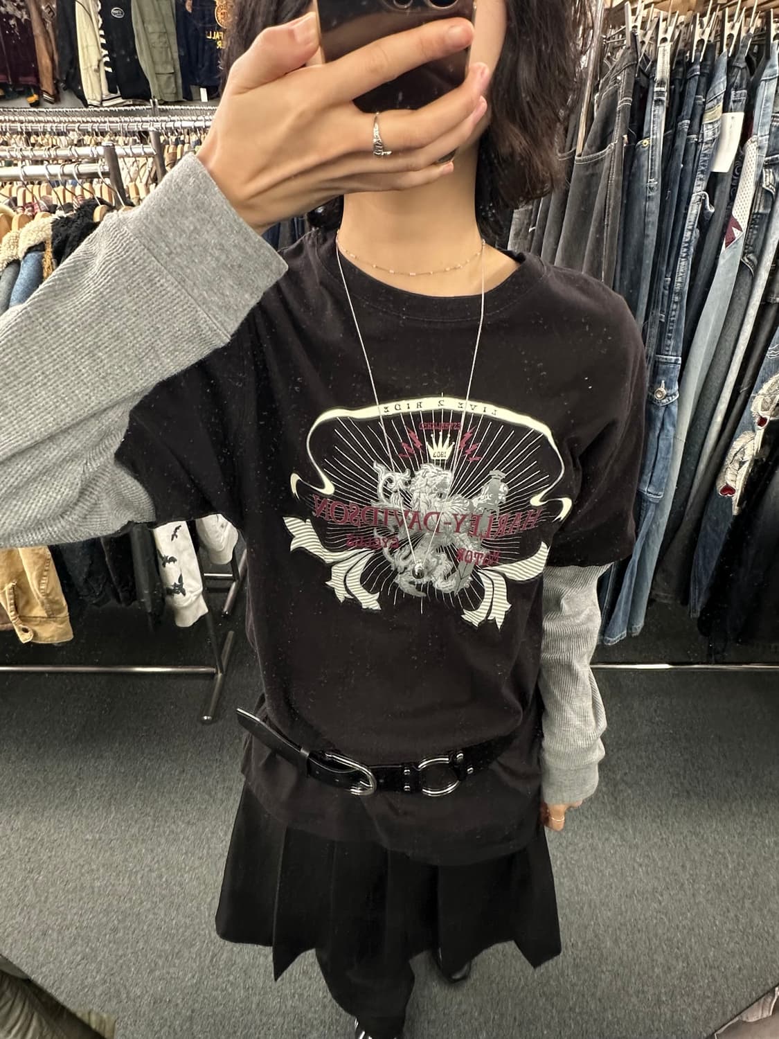 L)할리데이비슨 프린팅 레이어드 롱슬리브 상품이미지2