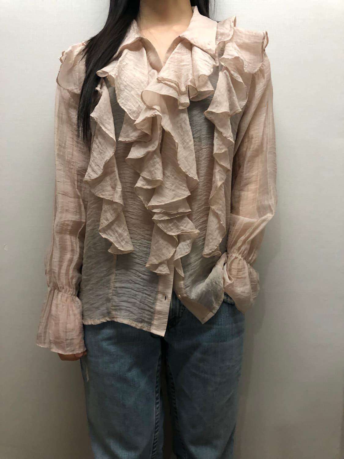 빈티지 핑크 프릴 블라우스 상품이미지2