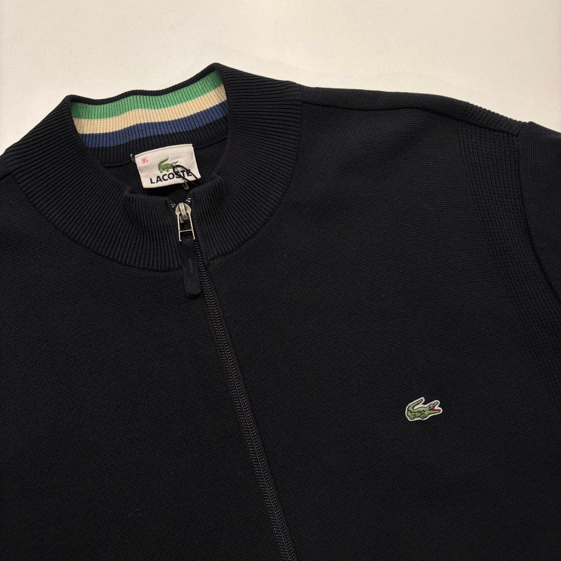 [95] 라코스테 블랙 코튼 니트 집업 가디건 C877 상품이미지3