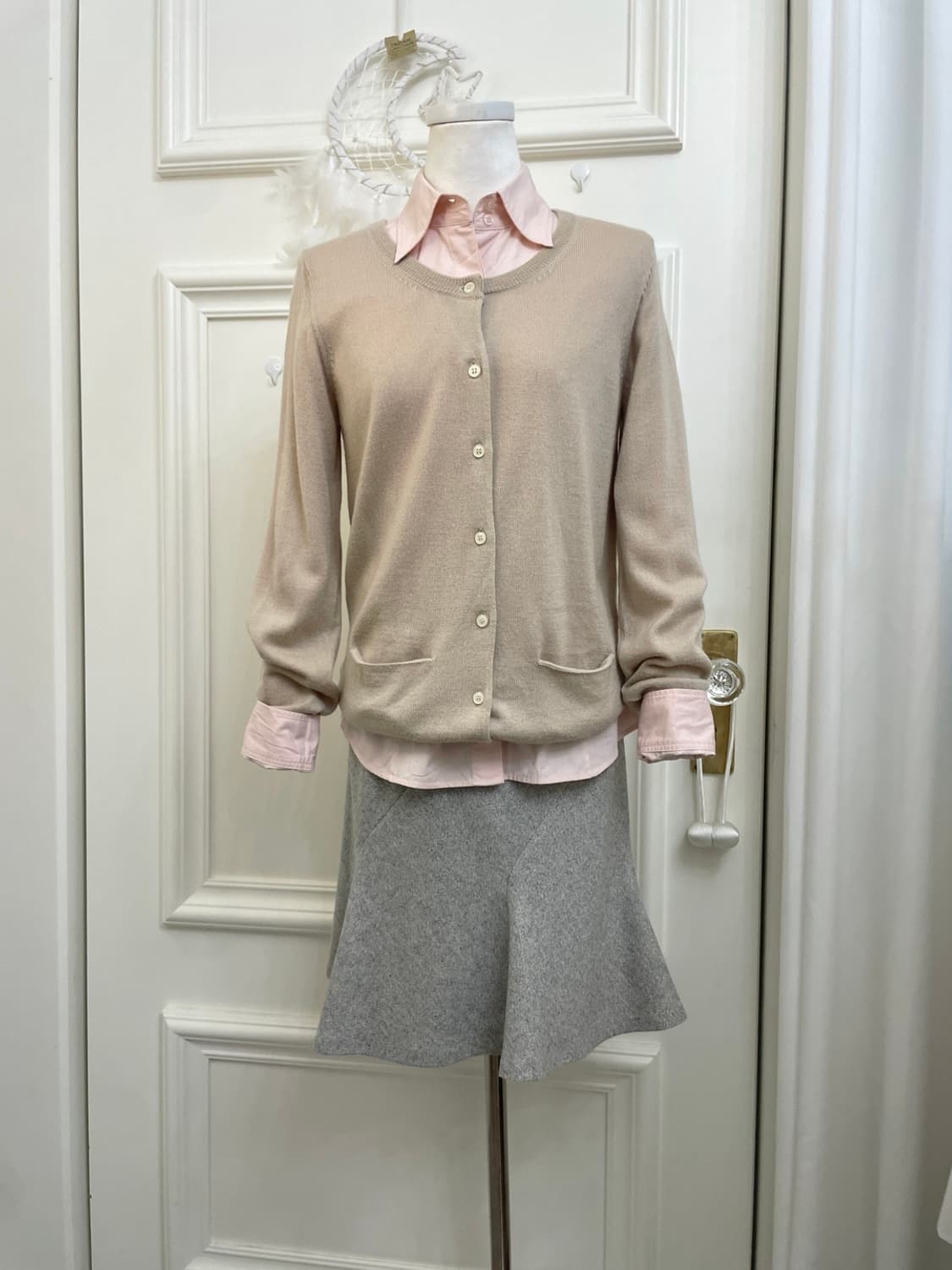 beige pocket basic cardigan&pink basic s 상품이미지1