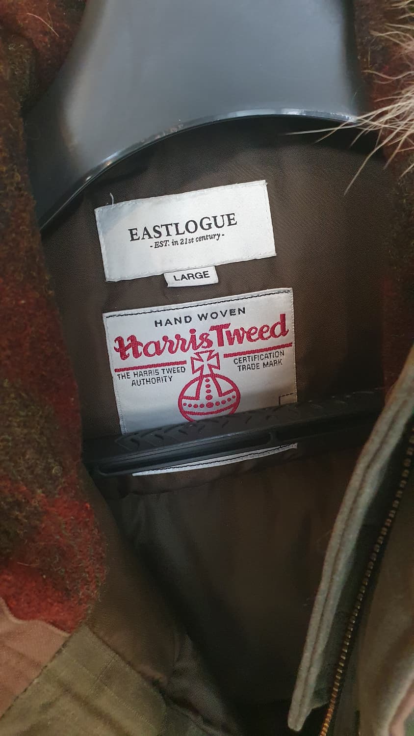 이스트로그 해리스트위드 퍼 후드 패딩 왁싱자켓 L 상품이미지8