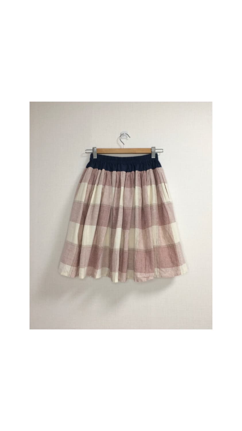 Beams boy 빔즈보이 핑크 체크 밴딩 스커트 상품이미지4