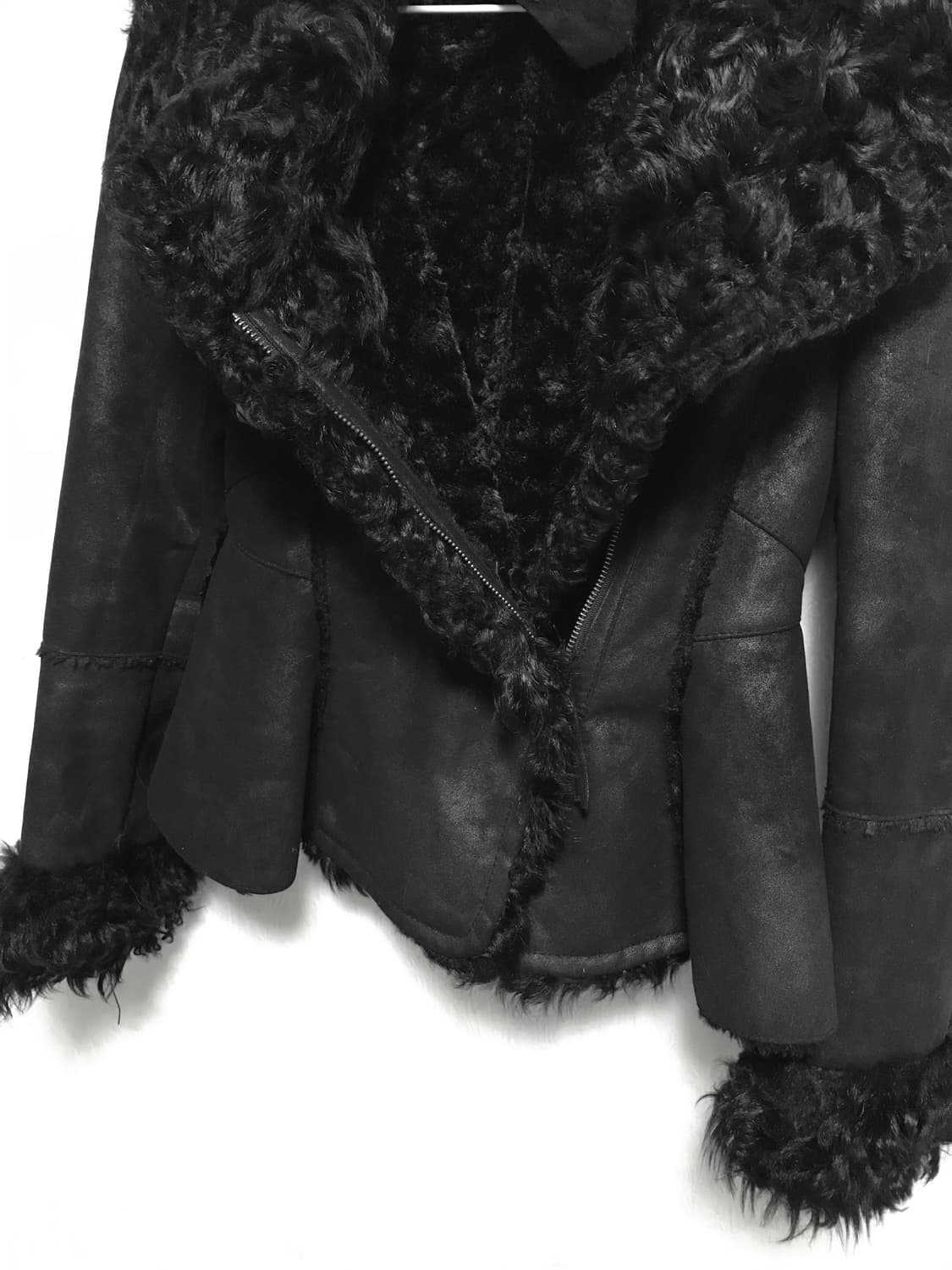 택포•빈티지 사선 지퍼 양털 무스탕 퍼자켓 상품이미지9