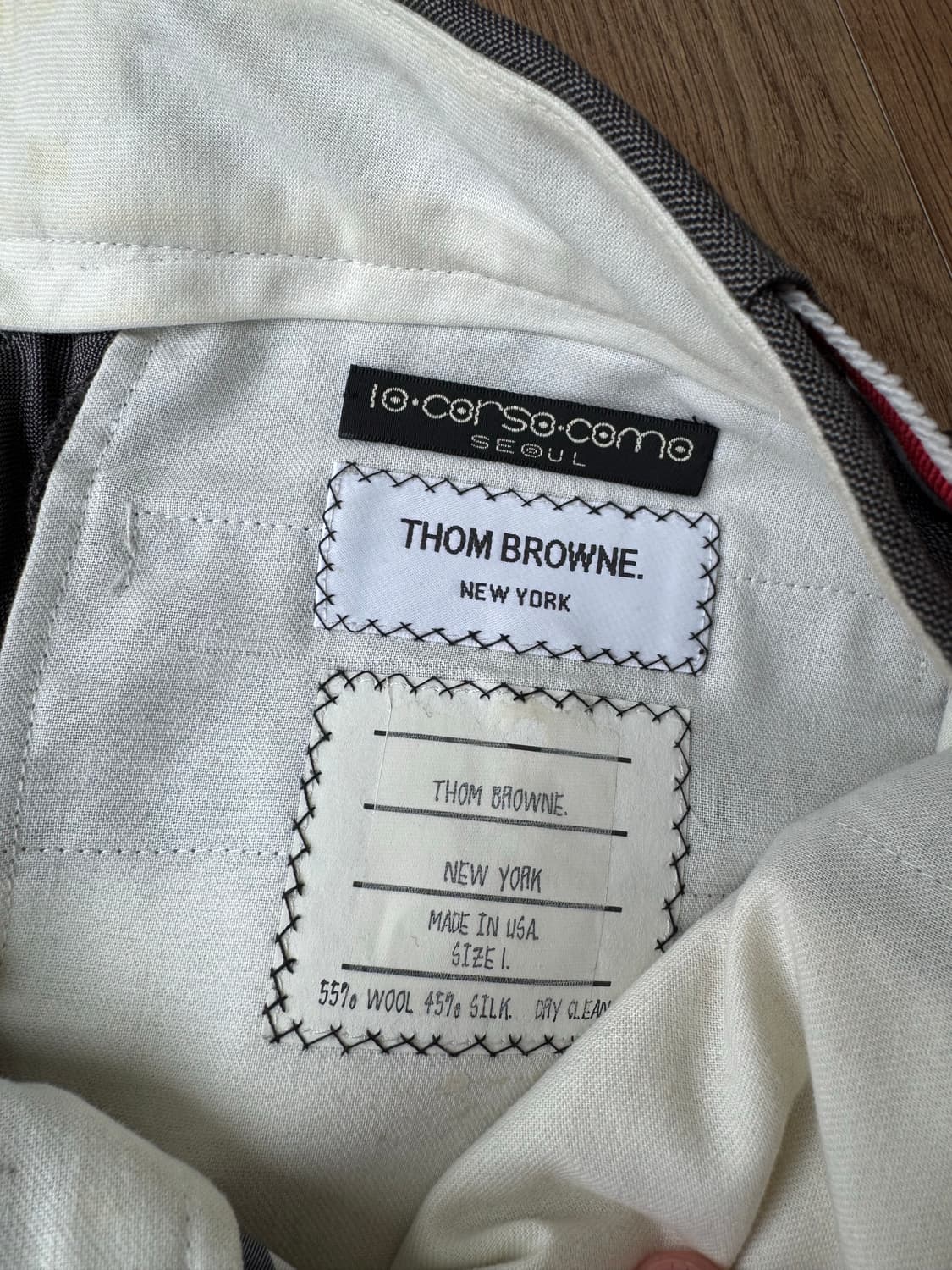 [톰브라운] 그레이 트라우저 그로그랭 스트라이프 커프 Size 1 상품이미지3