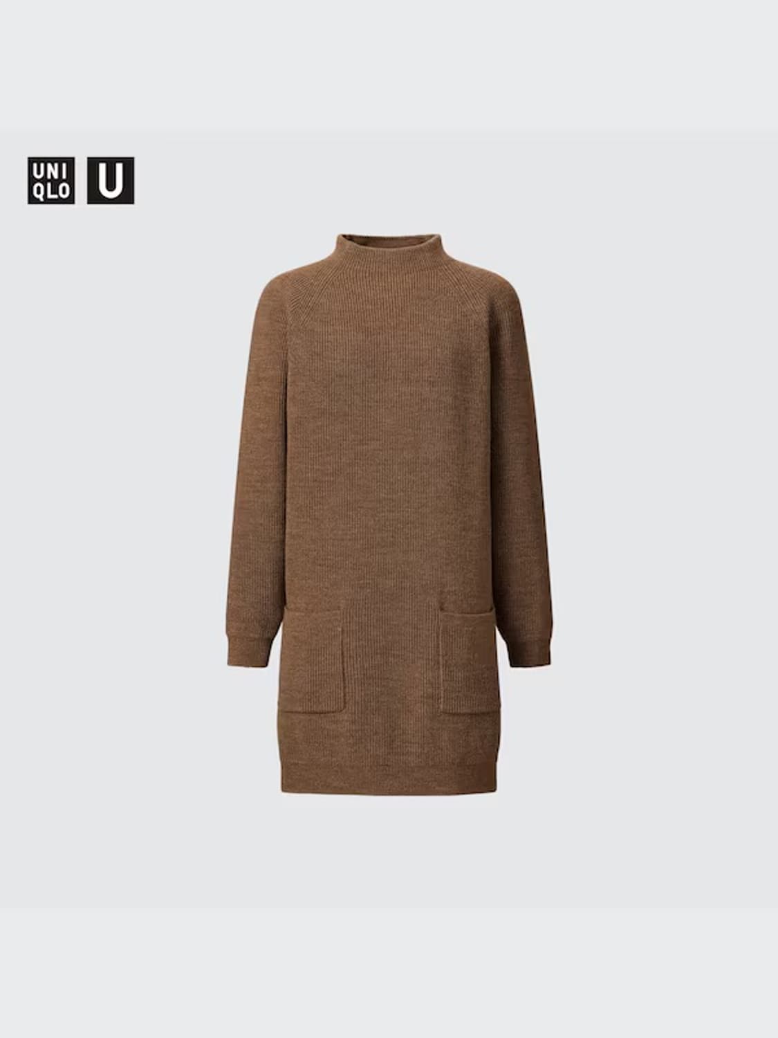 유니클로 U 르메르 모크넥 니트 원피스 M 브라운 머플러 세트 상품이미지3