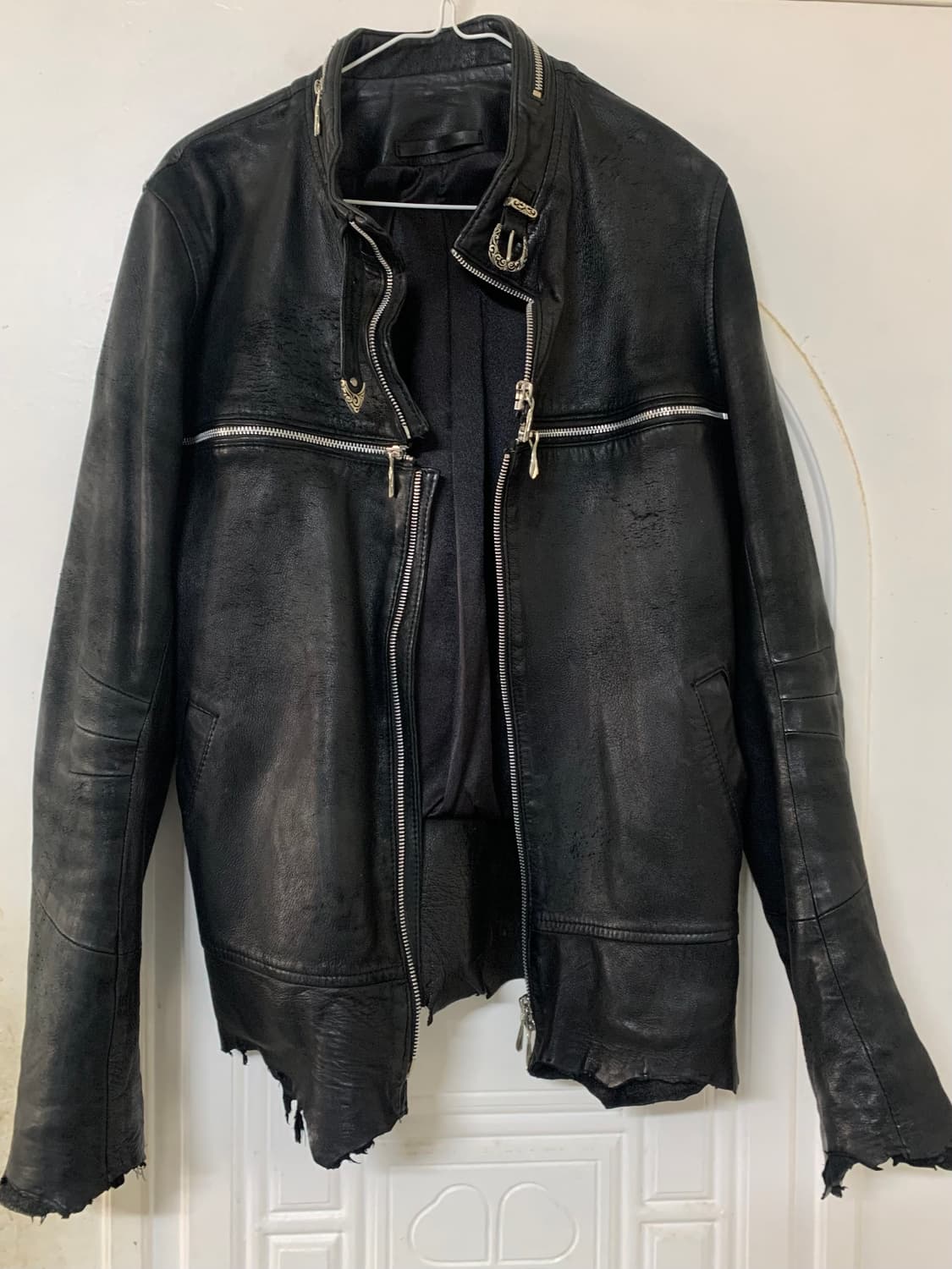 cross zip leather jacket 상품이미지1