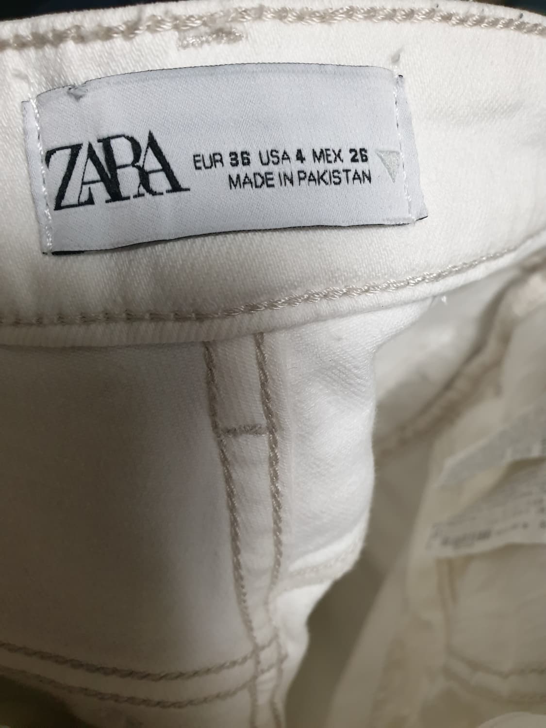 자라 하이웨이스트 밑단롤업 오가닉코튼 화이트진 (36) 상품이미지4