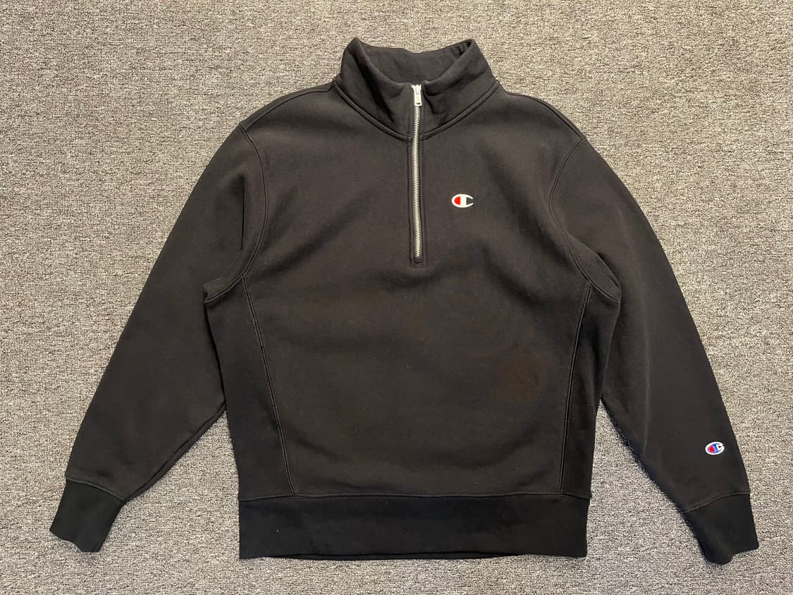 [100~105] 챔피온 리버스위브 하프집업 블랙 맨투맨 L.  상품이미지1