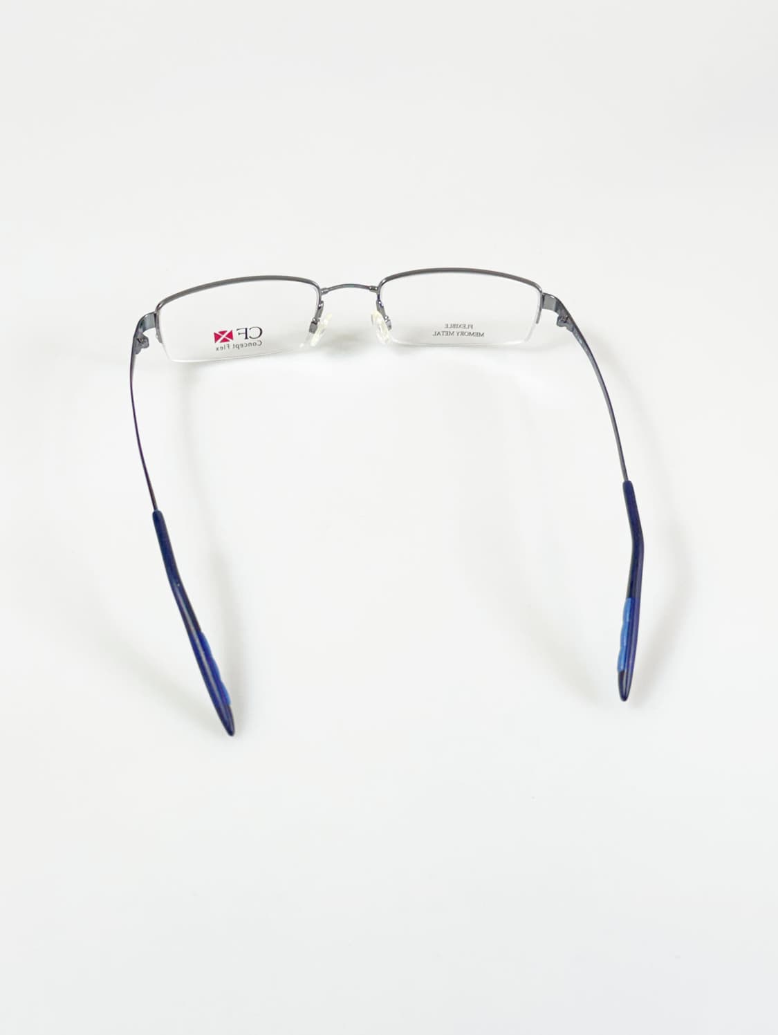 CONCEPT FLEX 블루 반무테 스퀘어 메탈 빈티지 안경 상품이미지5